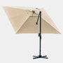 Voir la diapositive 4 : OUTSUNNY Parasol déporté carré parasol LED inclinable pivotant 360° manivelle piètement acier dim. 3L x 3l x 2,66H m beige