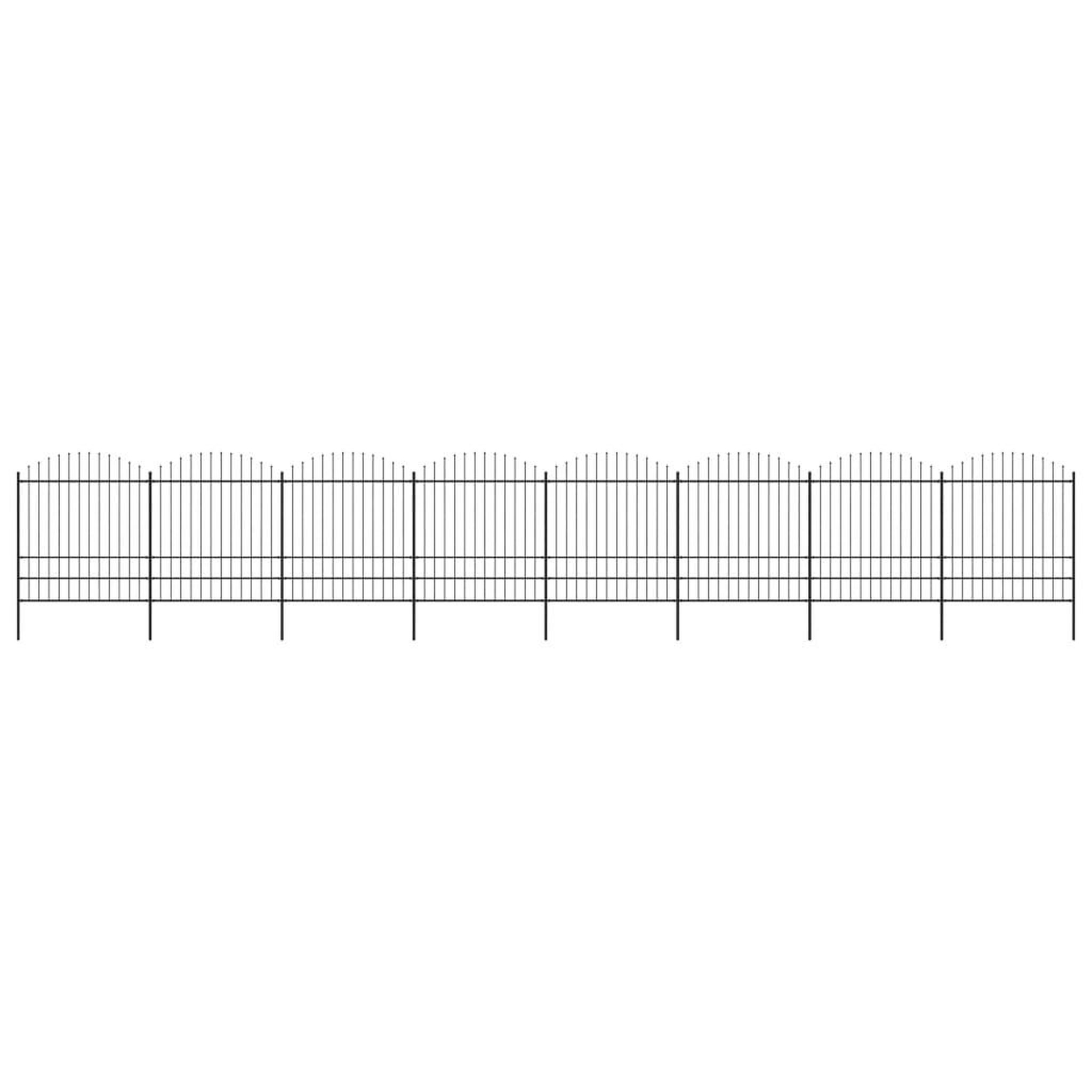 VIDAXL Cloture de jardin a dessus en lance Acier (1,75-2)x13,6 m Noir