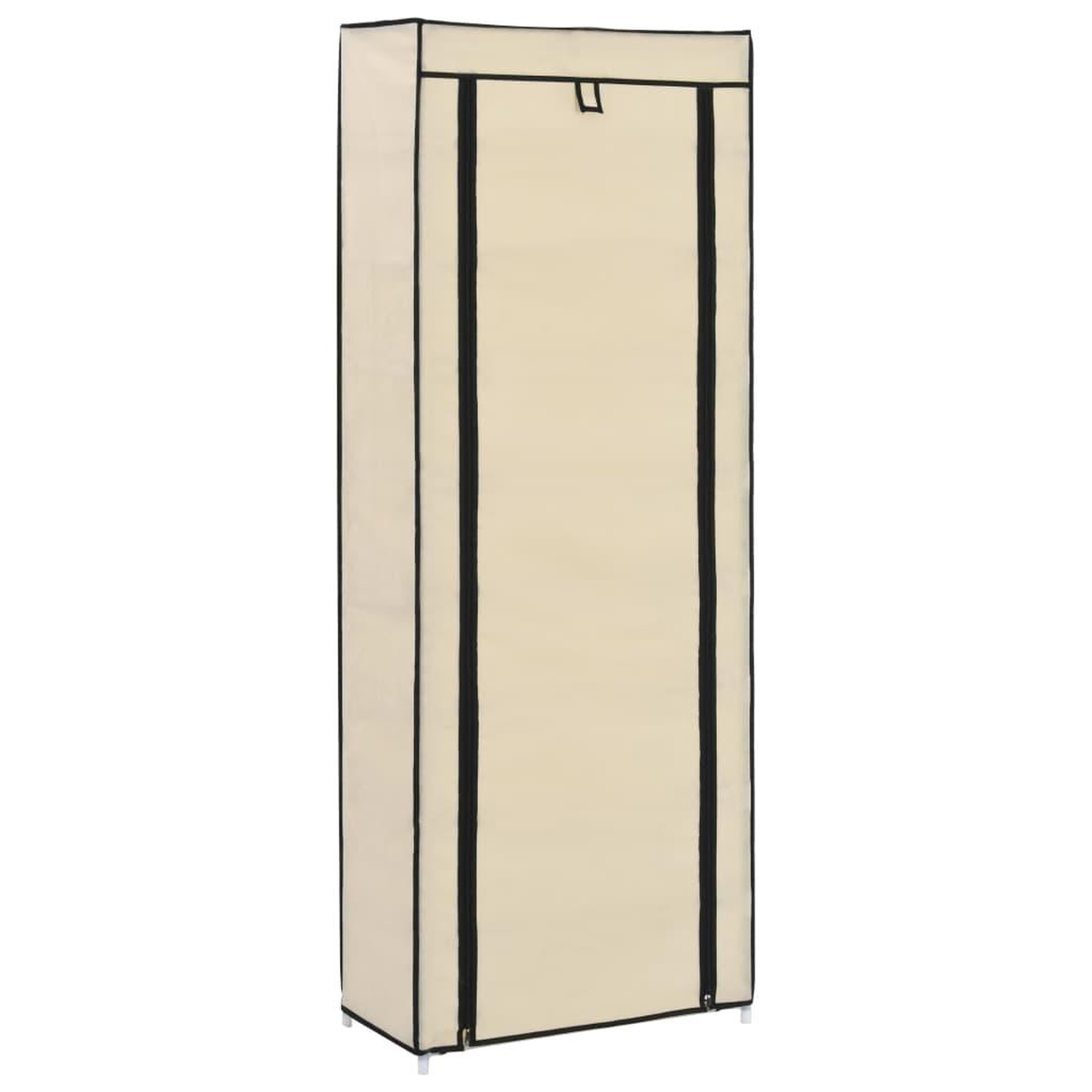 Voir la diapositive 3 : VIDAXL Armoire a chaussures avec housse Creme 57x29x162 cm Tissu