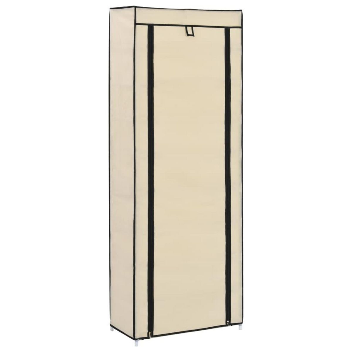 VIDAXL Armoire a chaussures avec housse Creme 57x29x162 cm Tissu