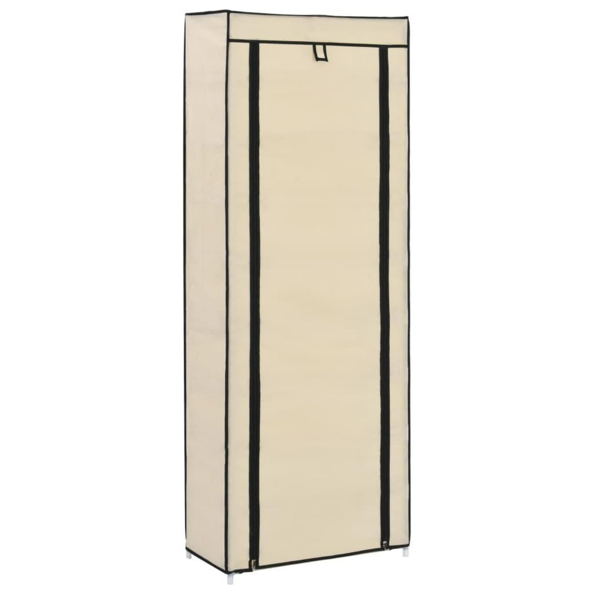 VIDAXL Armoire a chaussures avec housse Creme 57x29x162 cm Tissu