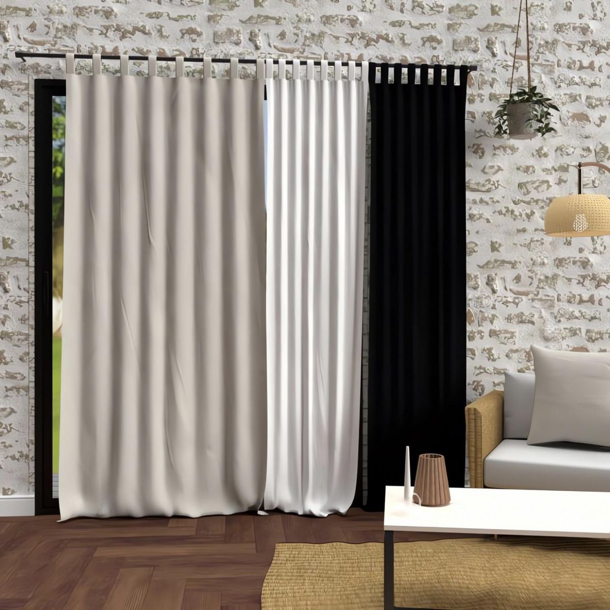 SOLEIL D'OCRE Rideau à pattes en microfibre lavée 135x250 cm BOHEME, par Soleil d'Ocre