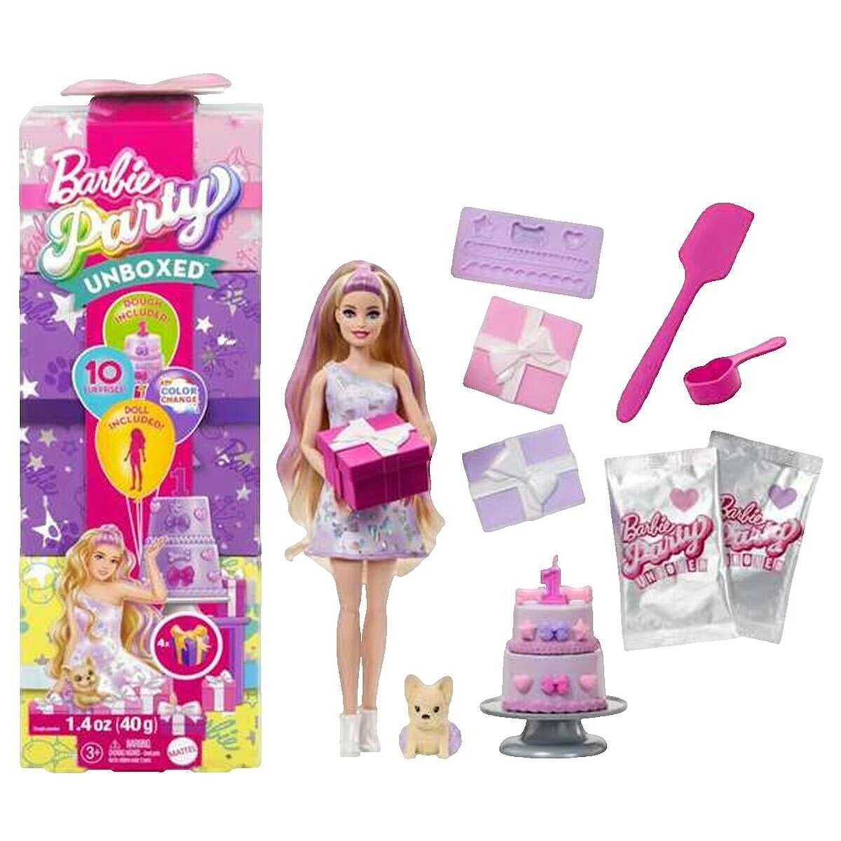 BARBIE BARBIE Party unboxed chien violet - JFG70