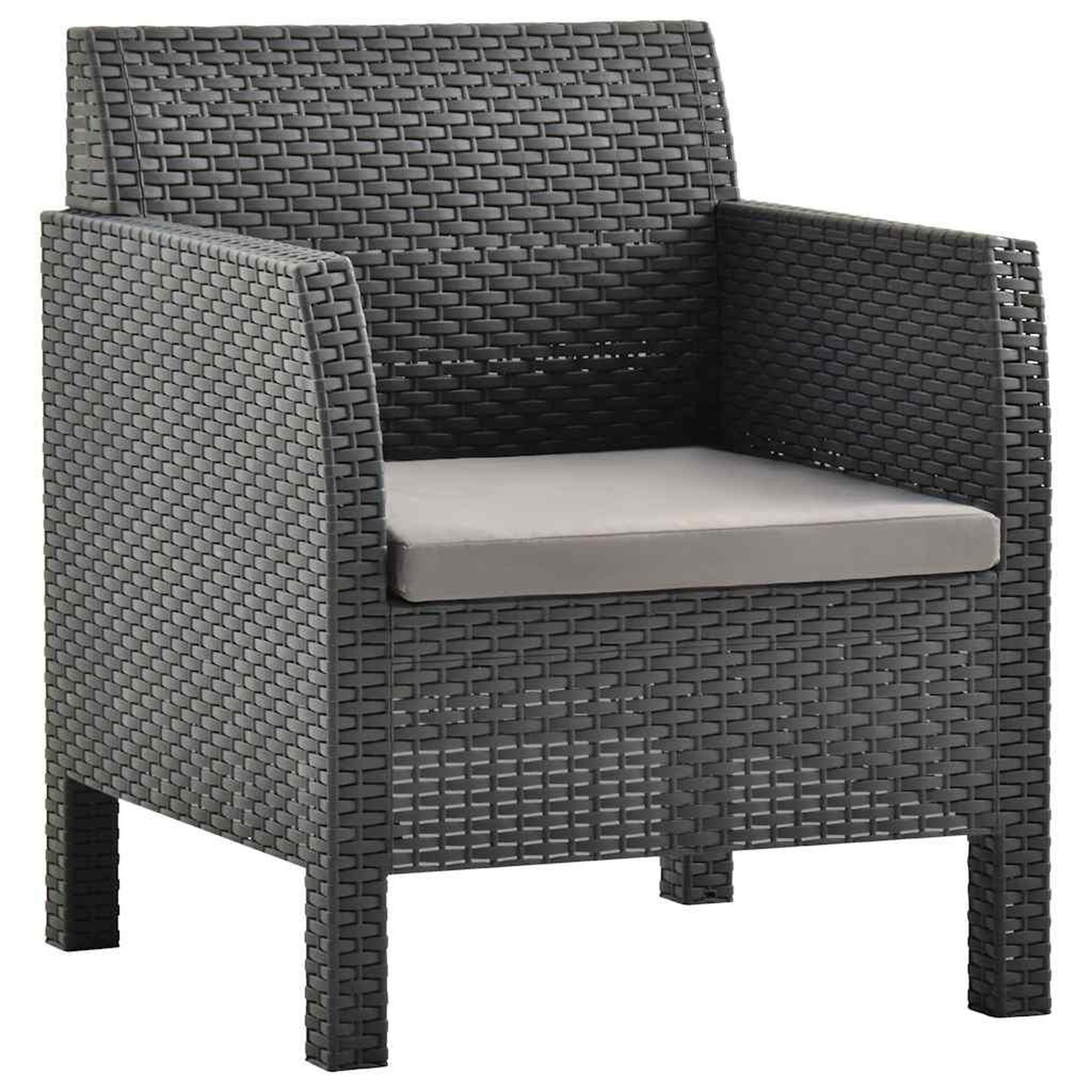 Voir la diapositive 1 : VIDAXL Chaise de jardin avec coussin anthracite 63x65x76 cm pp rotin