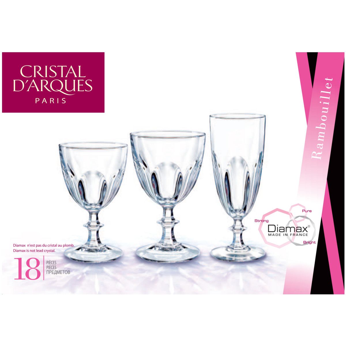 CRISTAL ARQUES Service de 18 verres RAMBOUILLET
