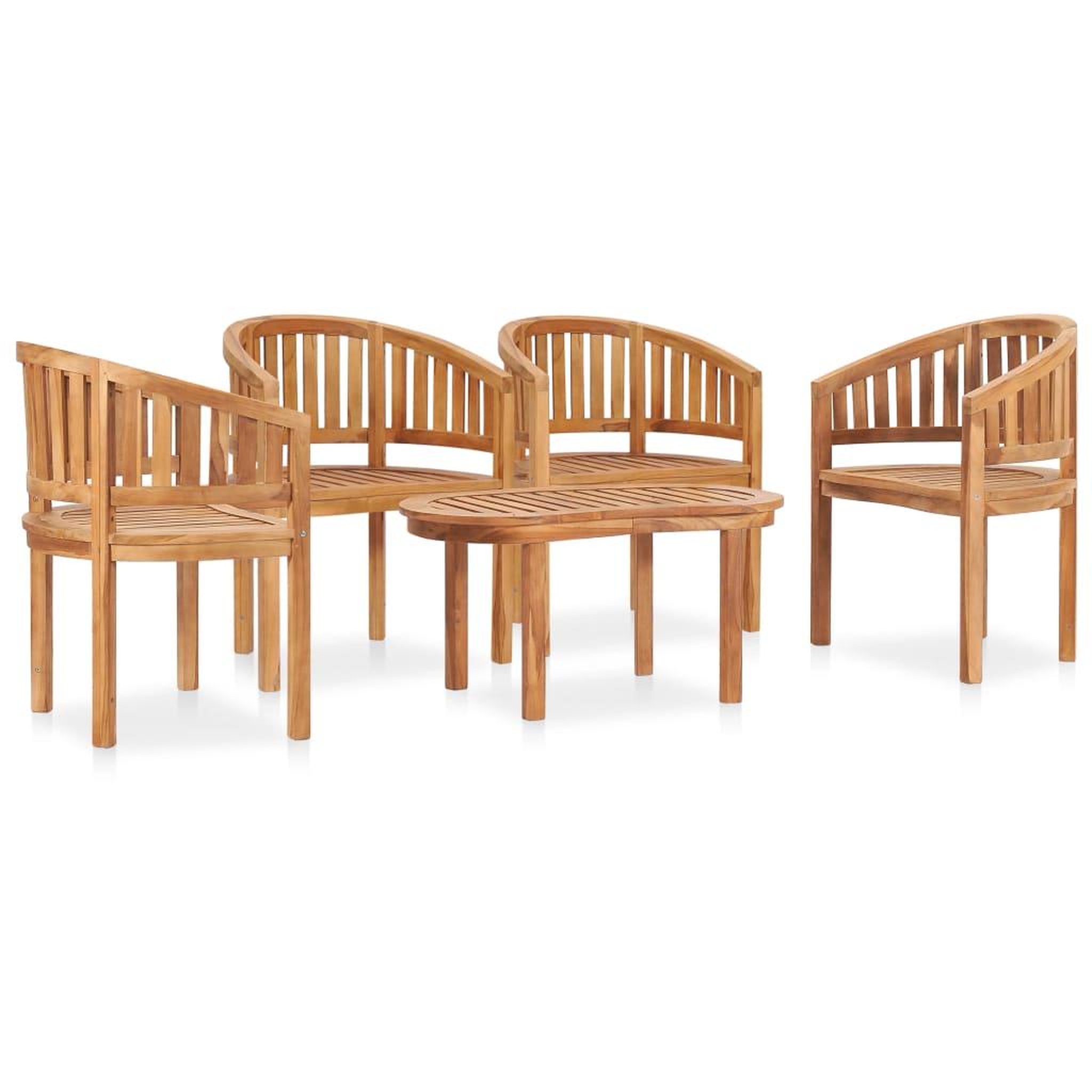Voir la diapositive 3 : VIDAXL Salon de jardin 5 pcs en forme de banane Bois de teck solide