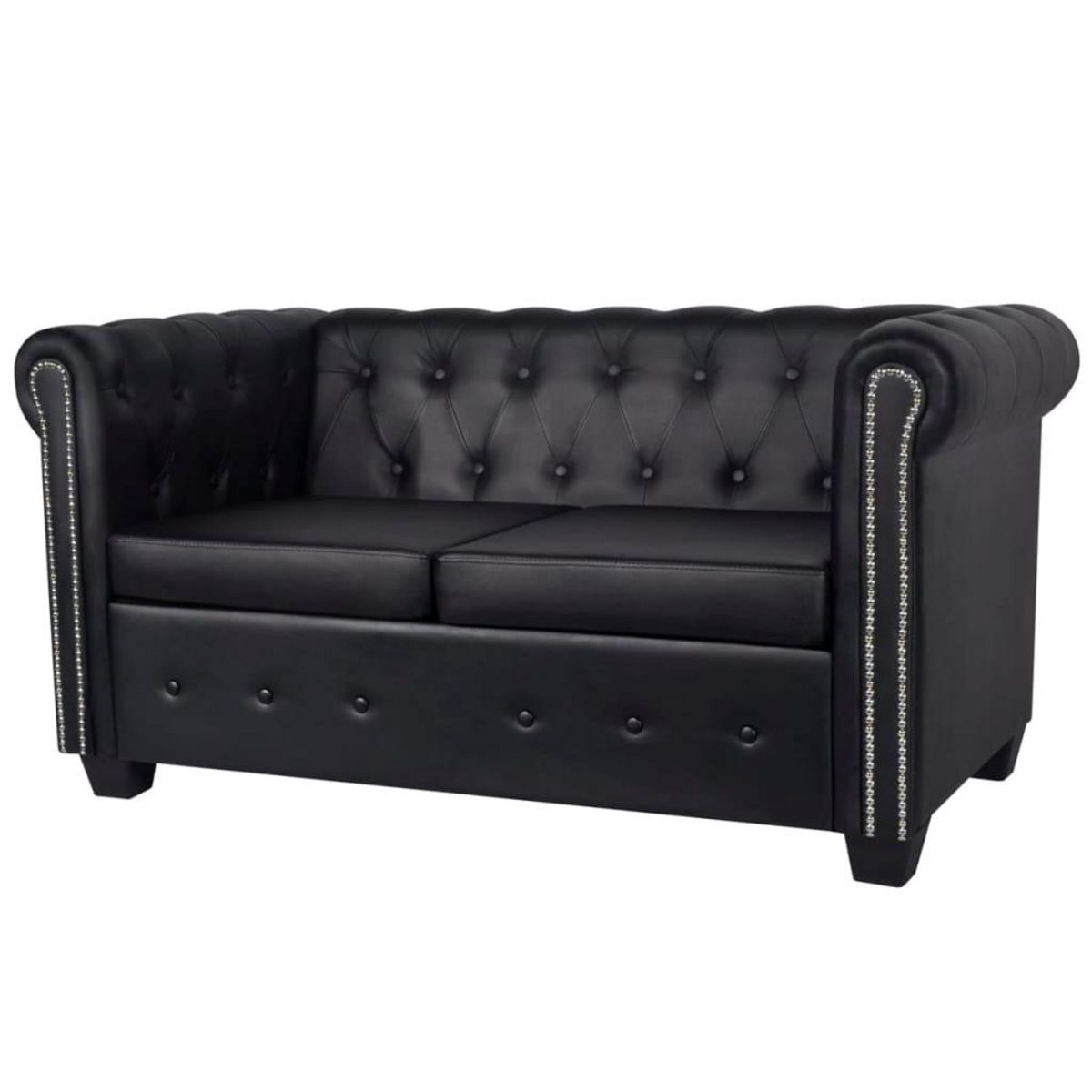 VIDAXL Canape Chesterfield a 2 places et a 3 places noir