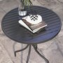OUTSUNNY Table de jardin ronde Ø 66 cm acier plateau à lattes noir