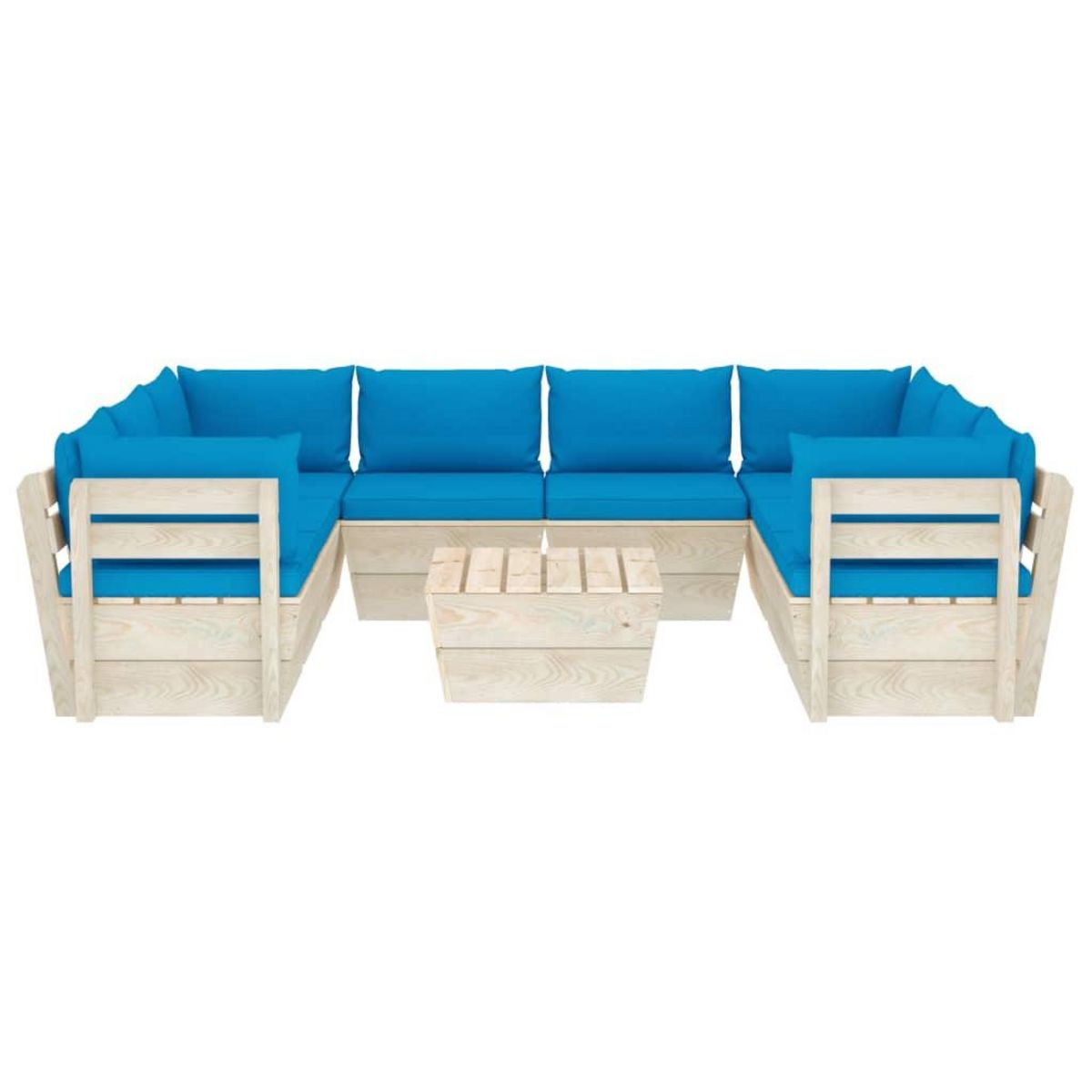 VIDAXL Salon de jardin palette 9 pcs avec coussins bois d'epicea