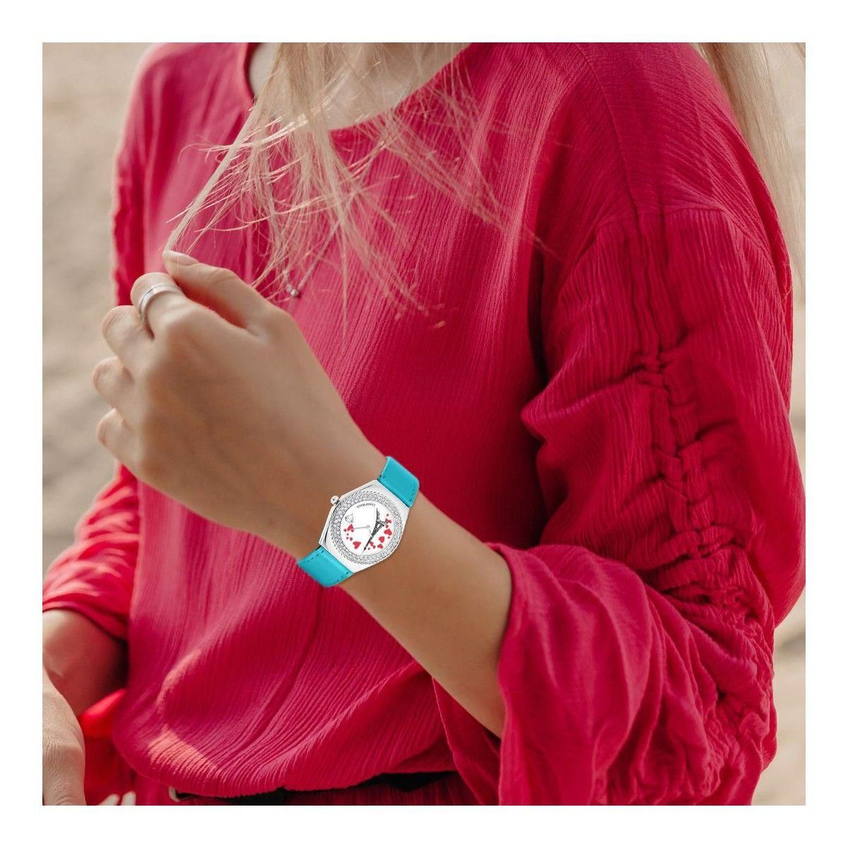 SC CRYSTAL Montre Alysson Tour Eiffel à mouvement tournant SC Crystal ornée de Cristaux scintillants