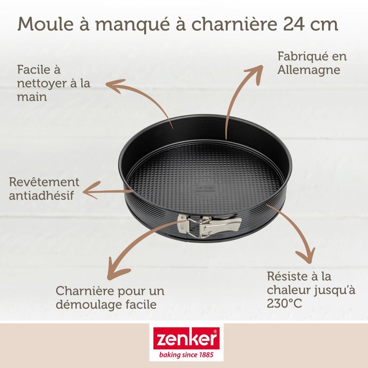 ZENKER Lot comprenant 1 Moule à manqué 24 cm, 1 spatule Zenker et 2 bols à mixer en inox Fackelmann