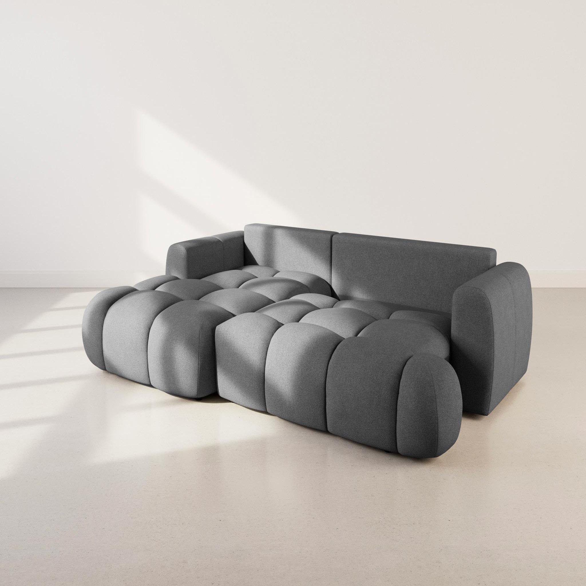 Voir la diapositive 5 : BEST MOBILIER Yulin - canapé d'angle gauche 4 places convertible avec coffre en tissu bouclette