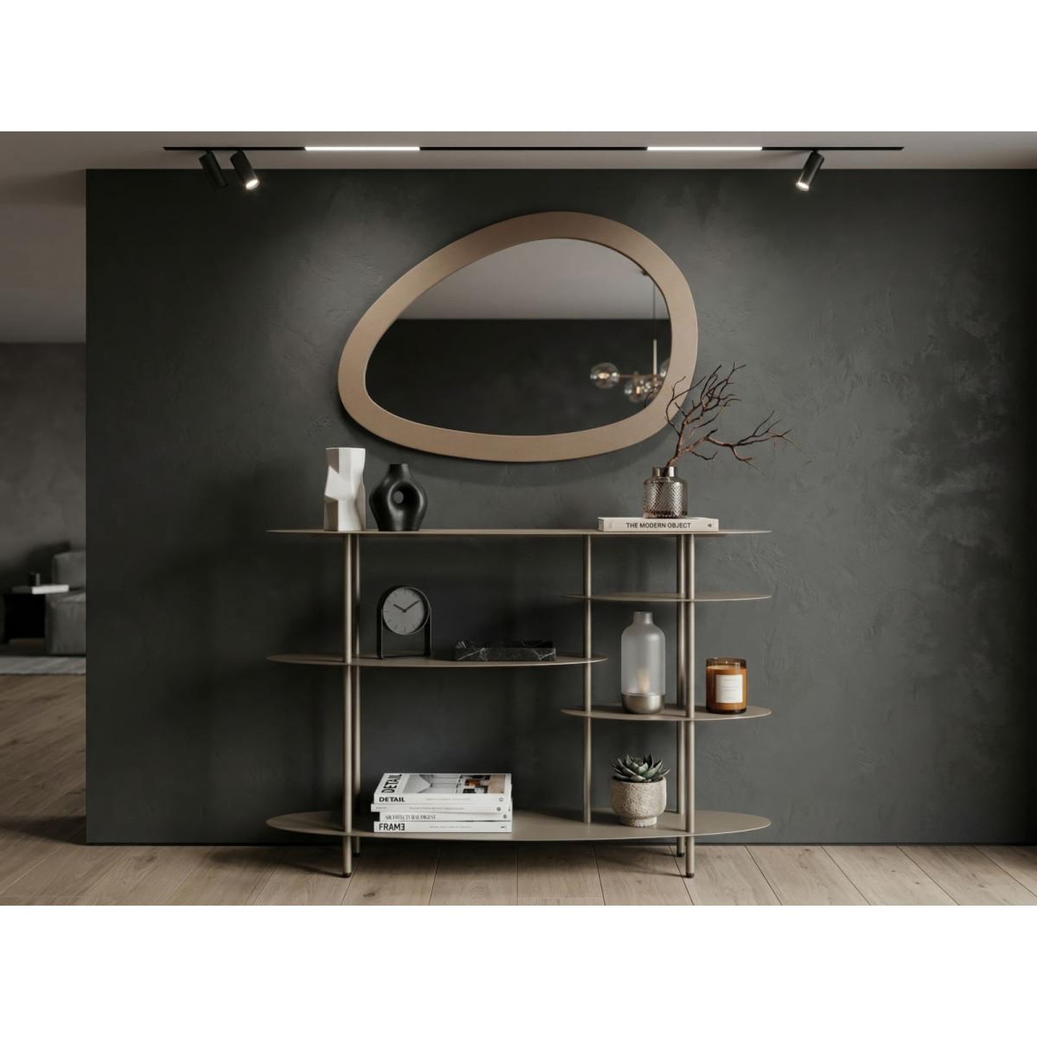 Voir la diapositive 4 : Paris Prix Miroir mural design  saturno  71cm taupe