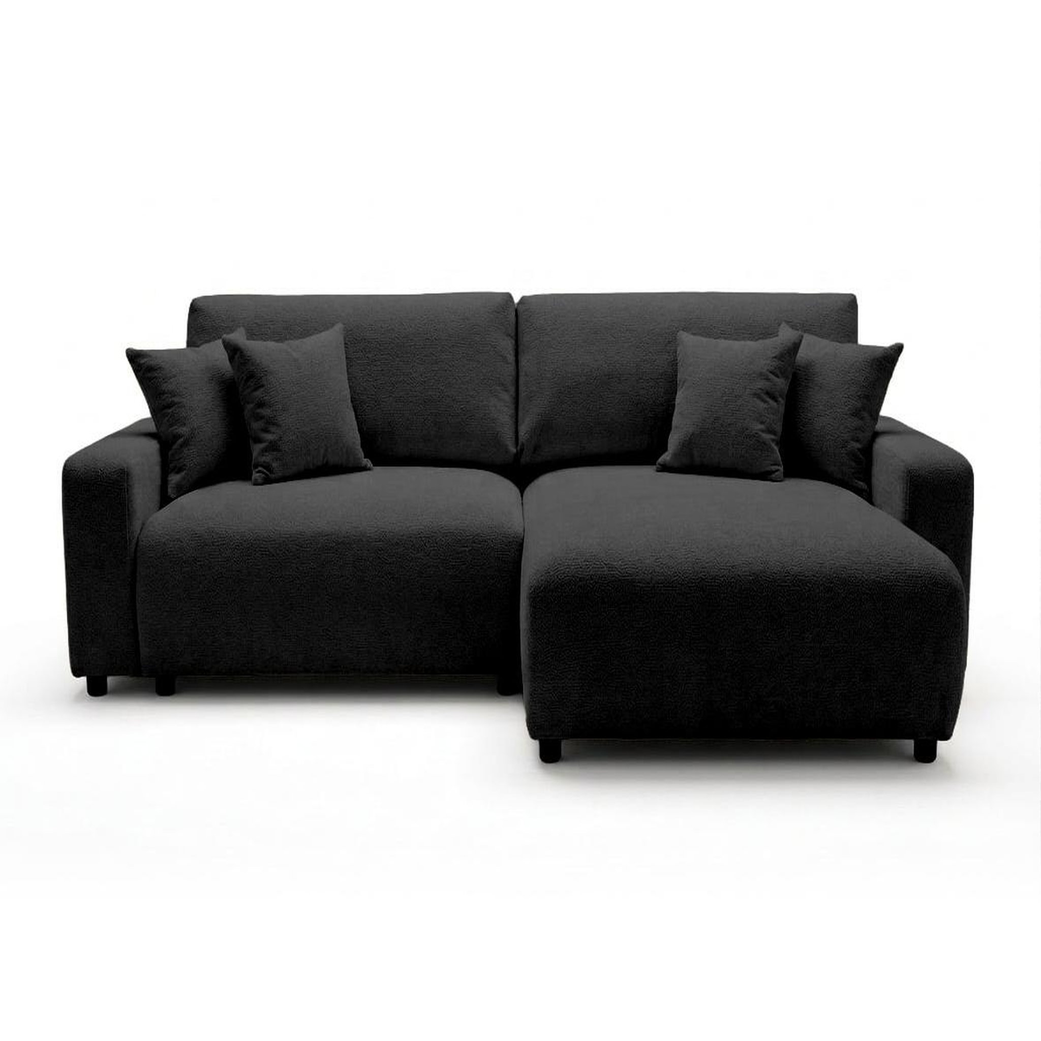 Voir la diapositive 1 : BEST MOBILIER Mini pivoine - canapé d'angle réversible 4 places convertible avec coffre en velours texturé