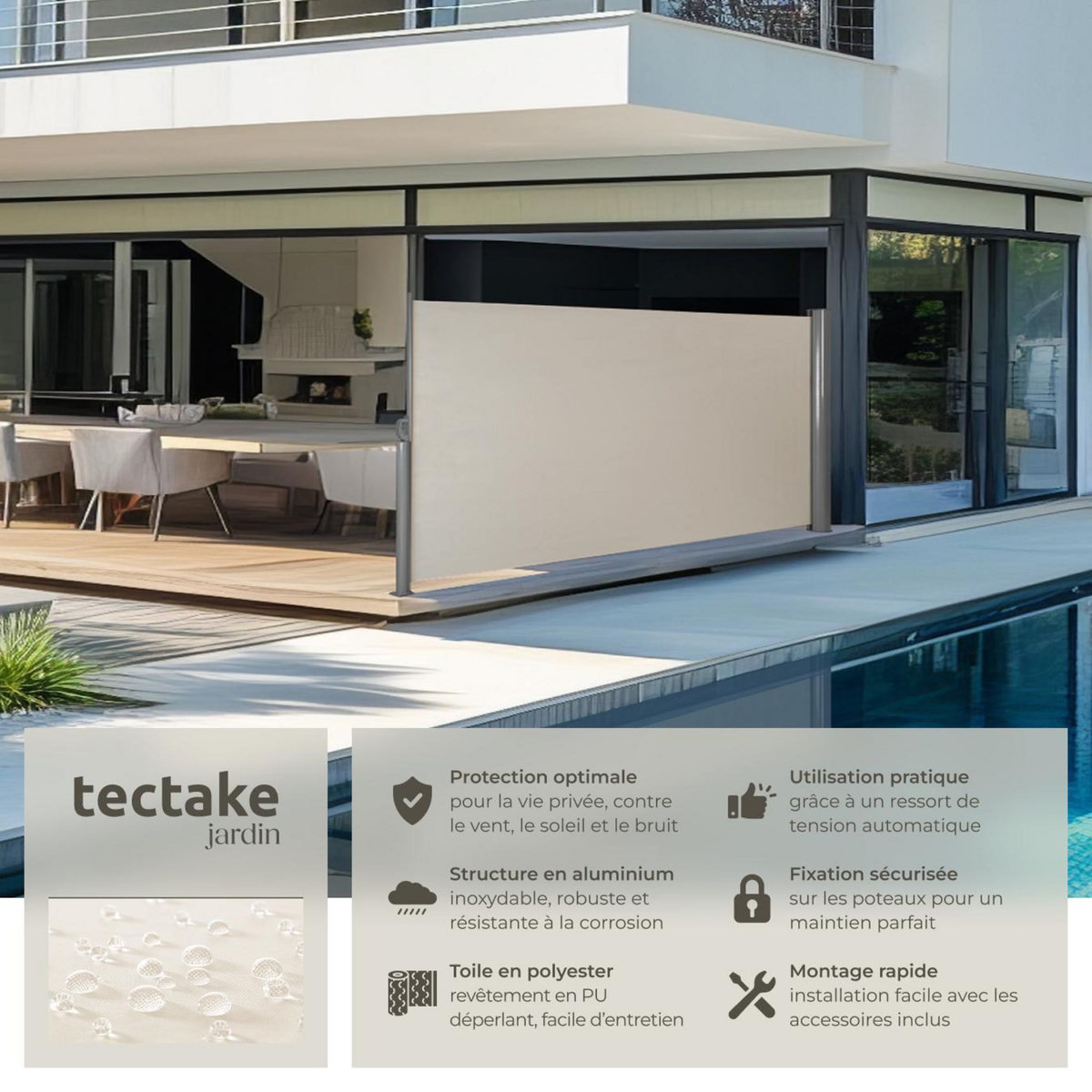 tectake Store latéral Brise-vue en Aluminium beige
