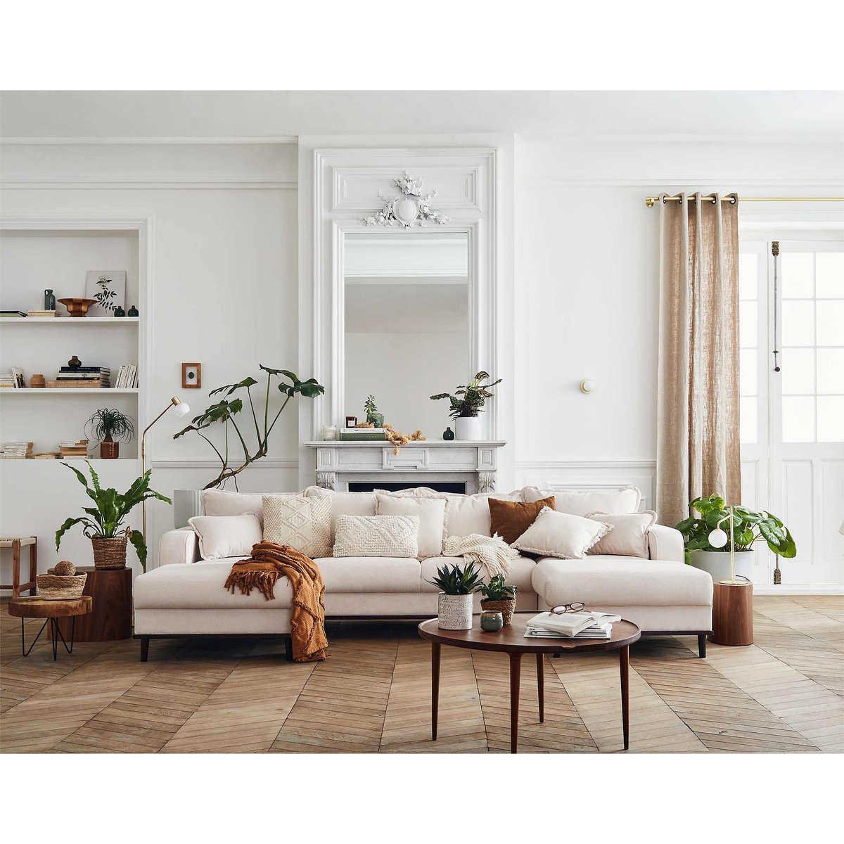 LISA DESIGN Albane - canapé panoramique en u - 7 places - en velours côtelé