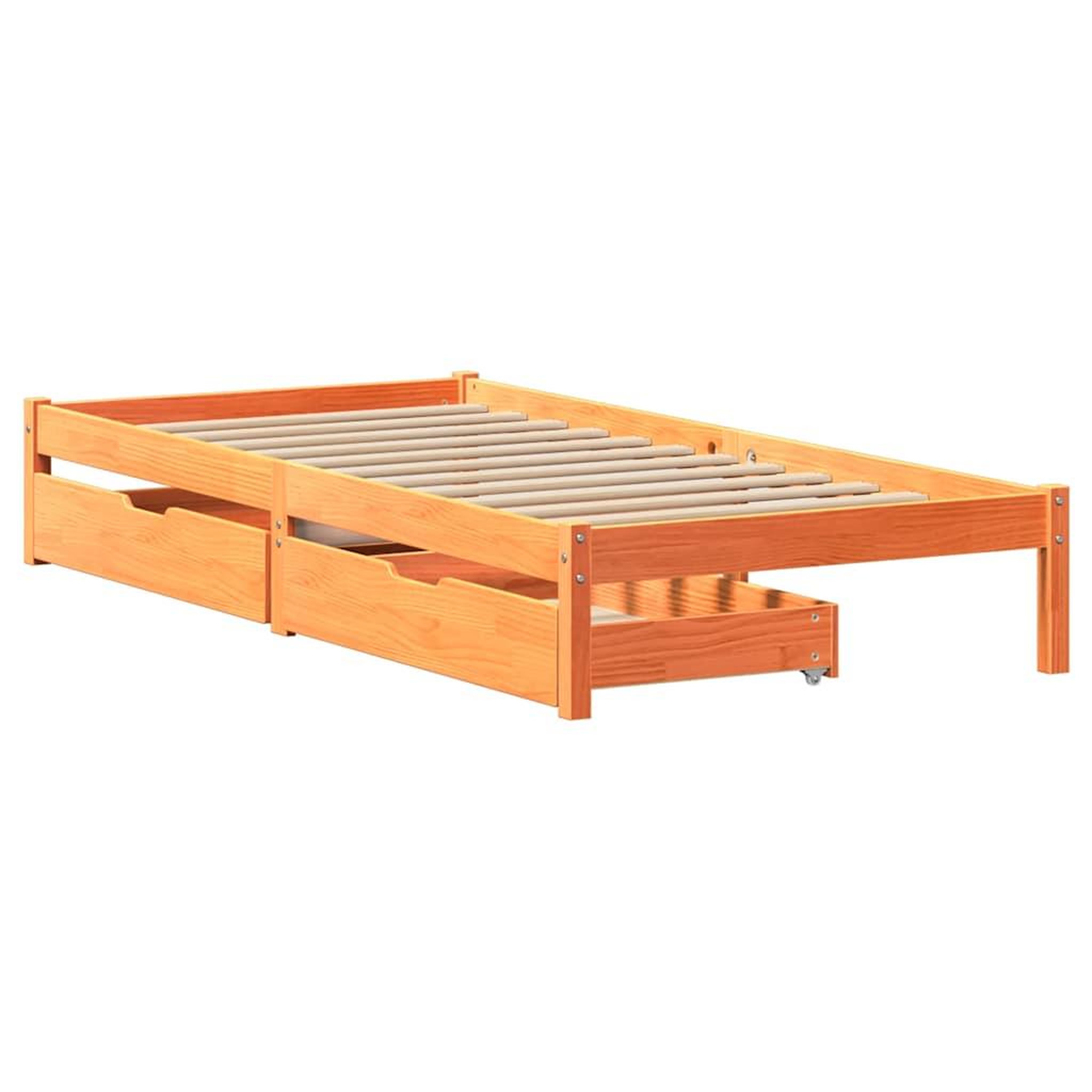 Voir la diapositive 3 : VIDAXL Cadre de lit sans matelas cire marron 100x200cm bois pin massif