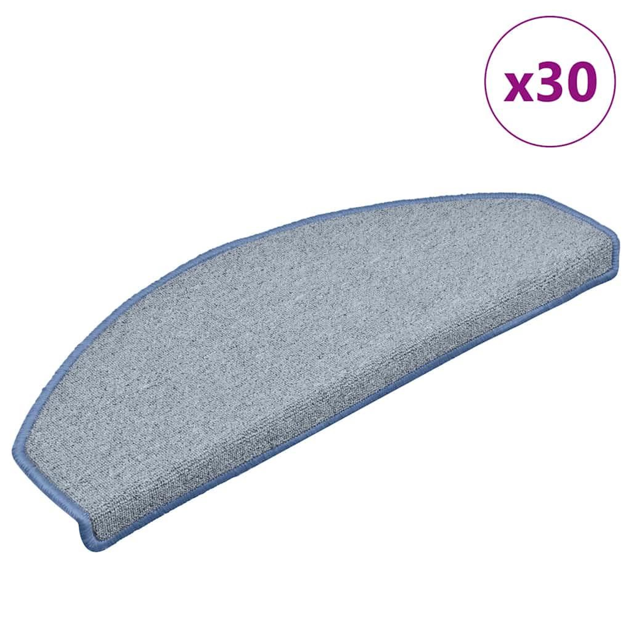 VIDAXL Tapis d'escalier 30 pcs gris clair et bleu 65x24x4 cm