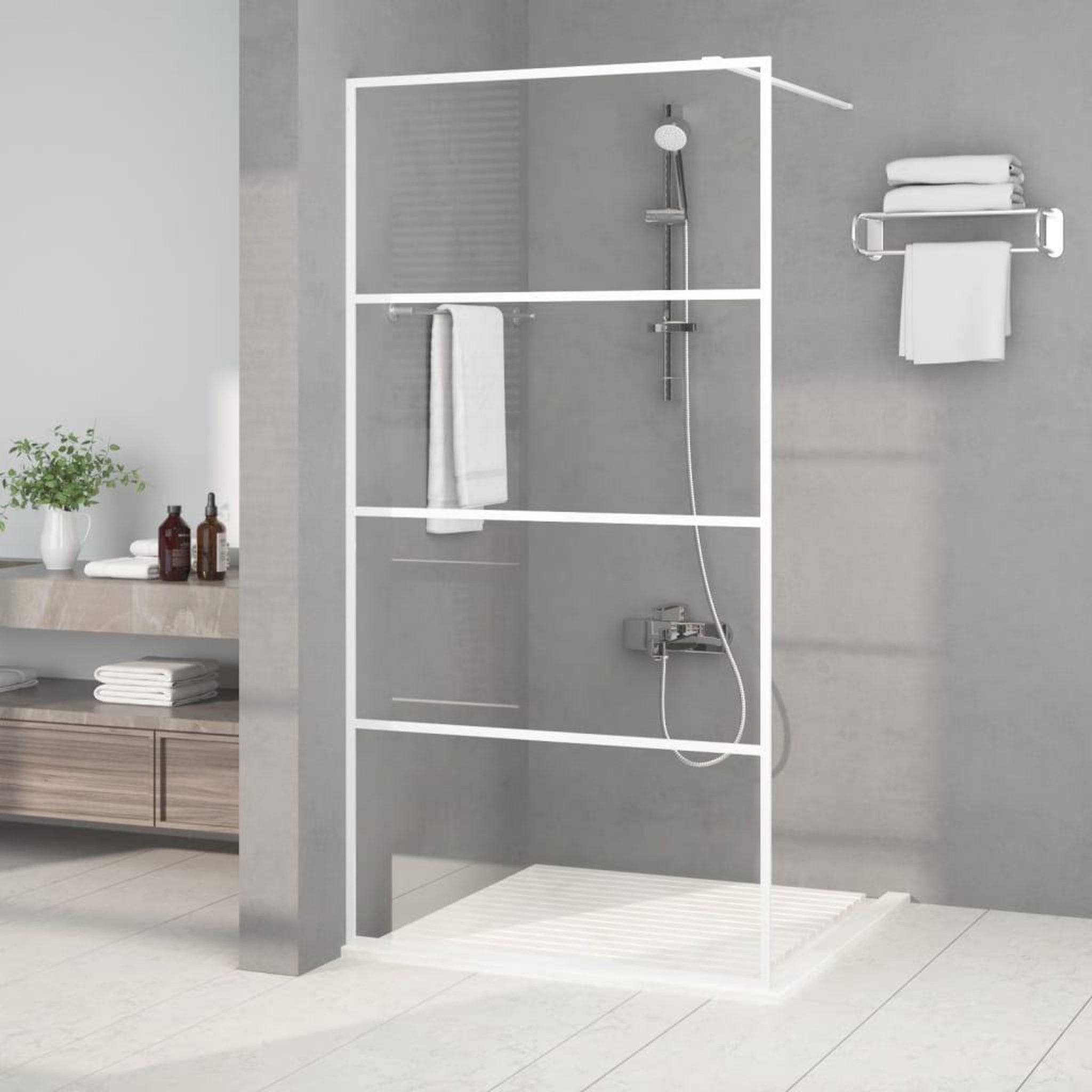 VIDAXL Paroi de douche Blanc 100x195 cm Verre ESG transparent