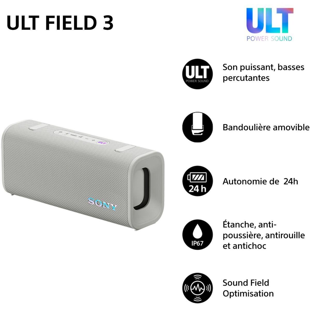 SONY Enceinte portable ULT FIELD 3 Blanc mineral