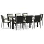 Voir la diapositive 2 : VIDAXL Ensemble a manger jardin 9pcs et coussins noir resine tressee