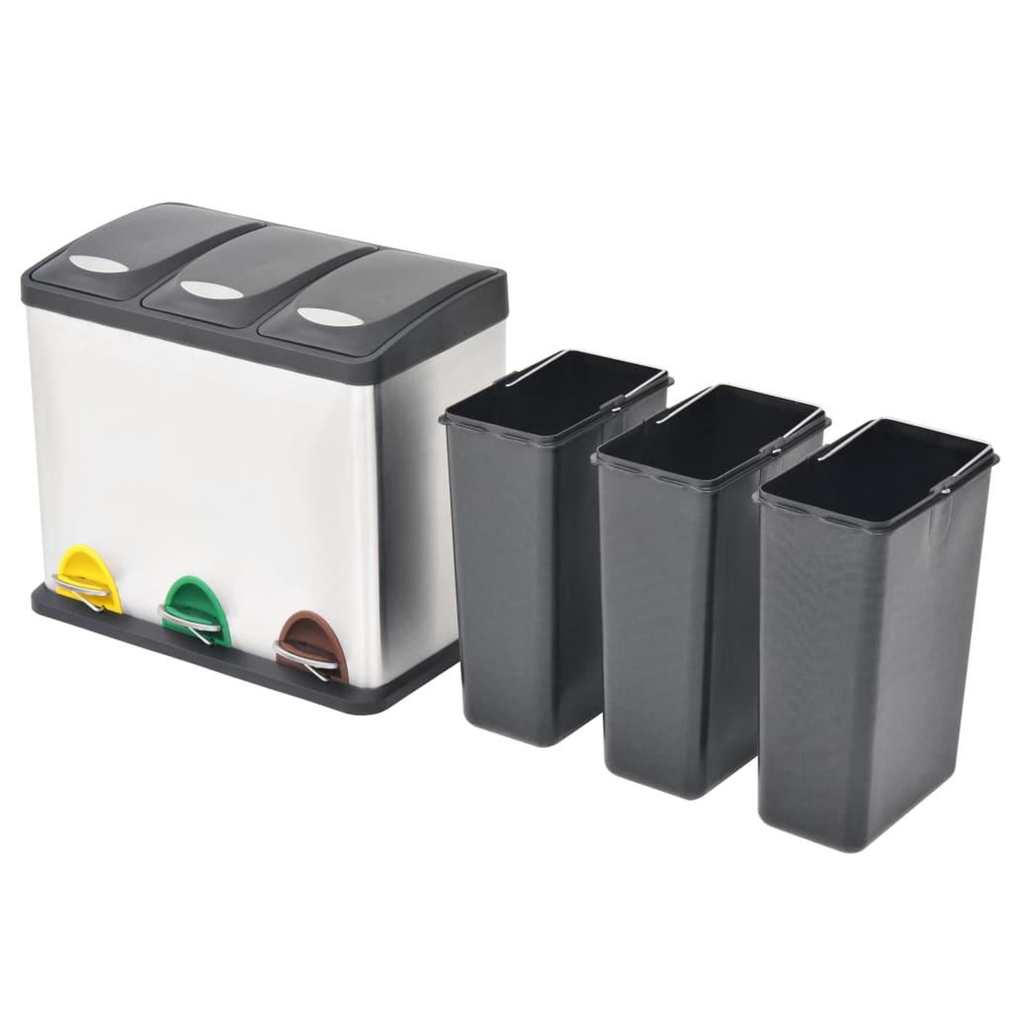 Voir la diapositive 2 : VIDAXL Poubelle a ordures Acier inoxydable 24 L