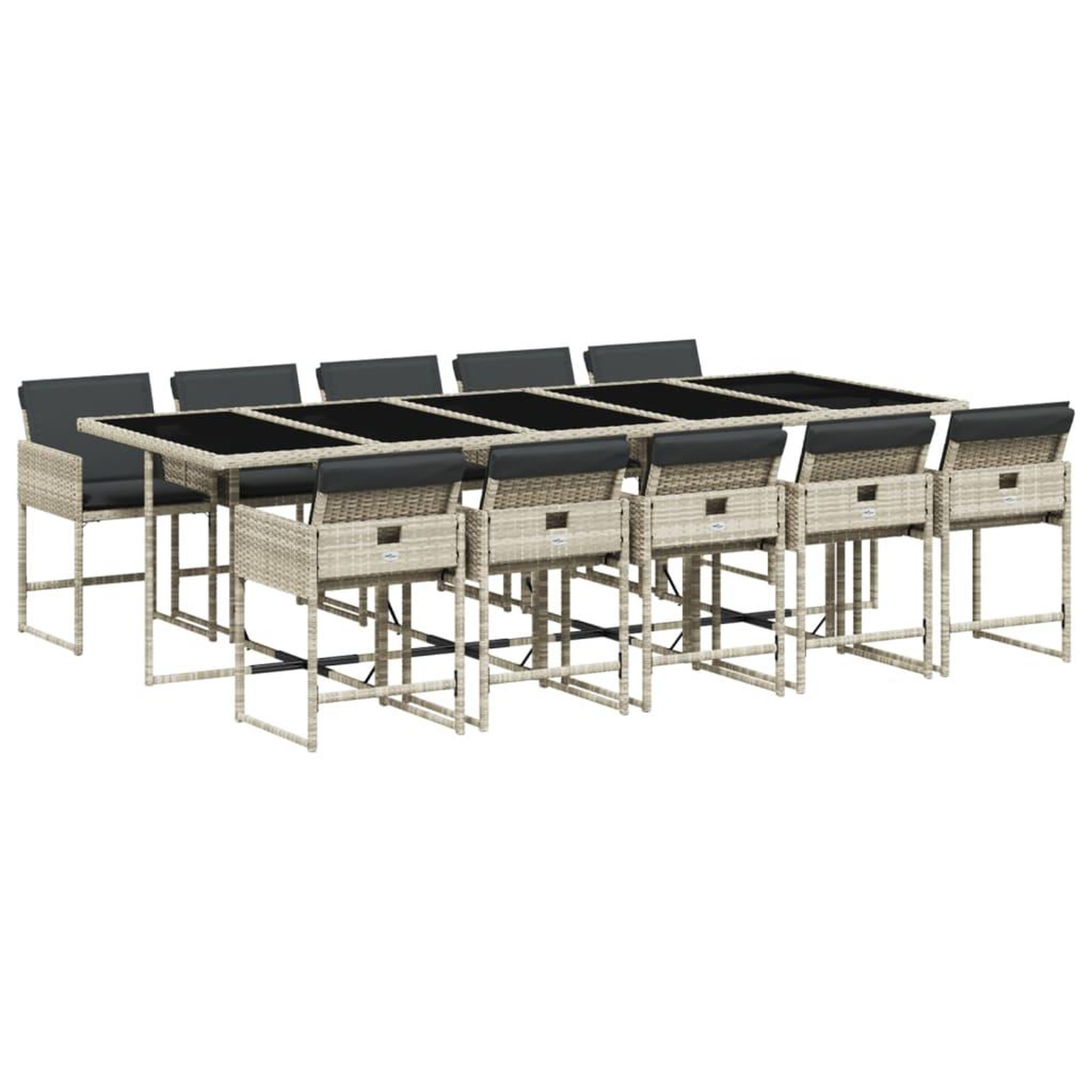 Voir la diapositive 2 : VIDAXL Ensemble a manger de jardin 11pcs avec coussins gris poly rotin