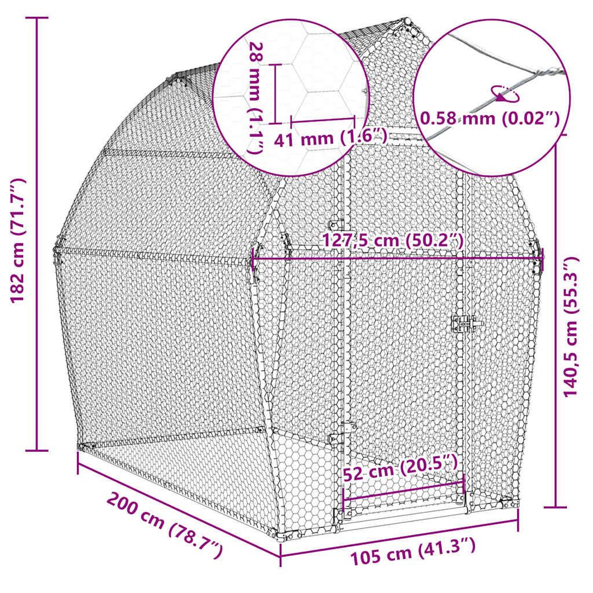Voir la diapositive 6 : VIDAXL Cage pour poules argente 200x105x182 cm acier galvanise