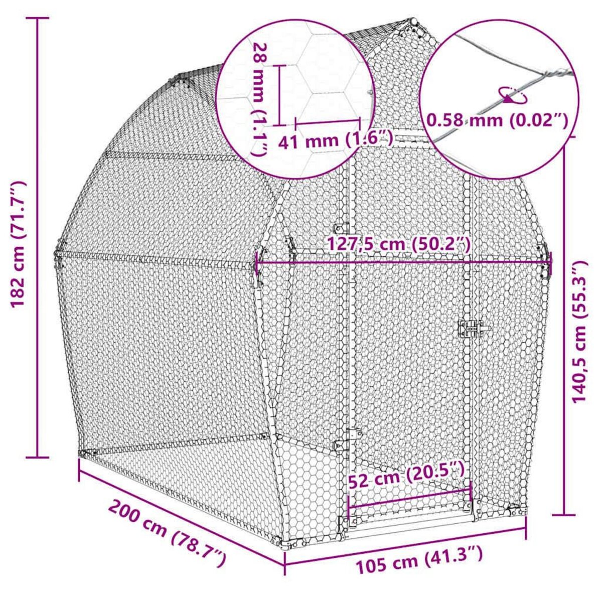 VIDAXL Cage pour poules argente 200x105x182 cm acier galvanise