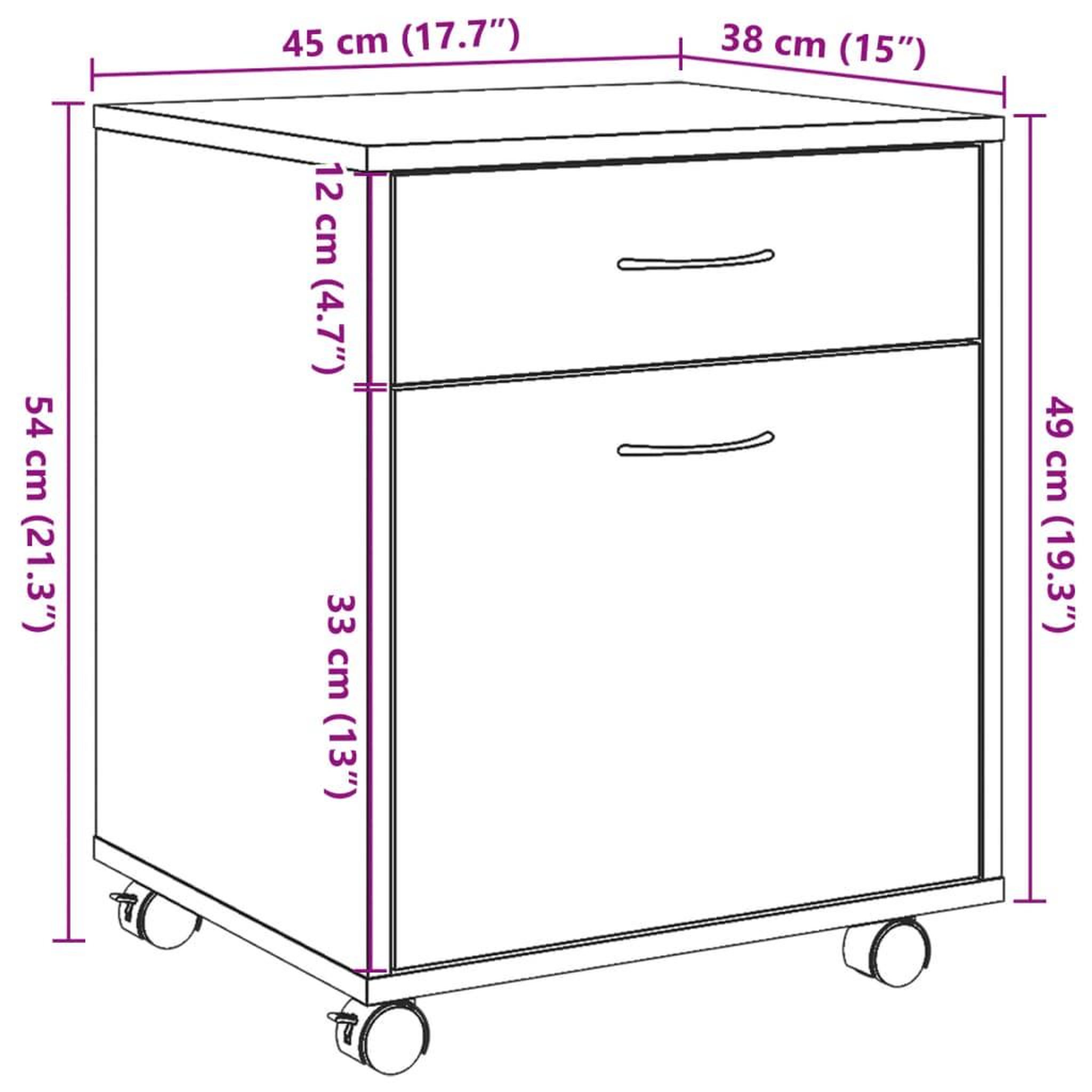 Voir la diapositive 6 : VIDAXL Armoire roulante chene artisanal 45x38x54 cm bois d'ingenierie