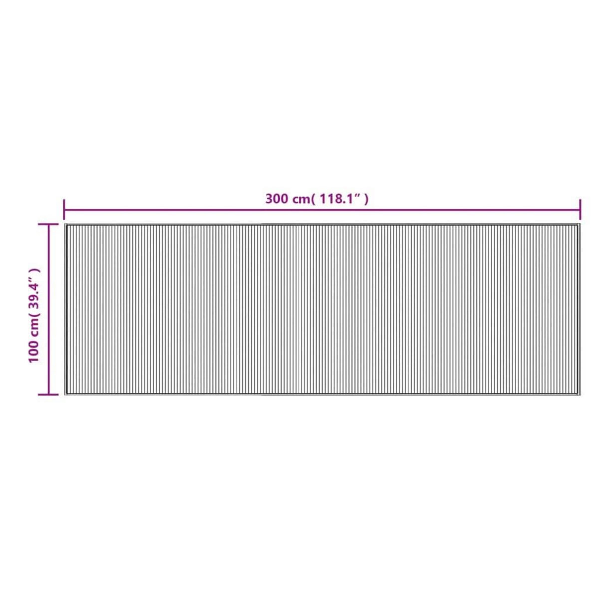 VIDAXL Tapis rectangulaire gris 100x300 cm bambou