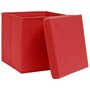 VIDAXL Boîtes de rangement et couvercles 10 pcs Rouge 32x32x32cm Tissu
