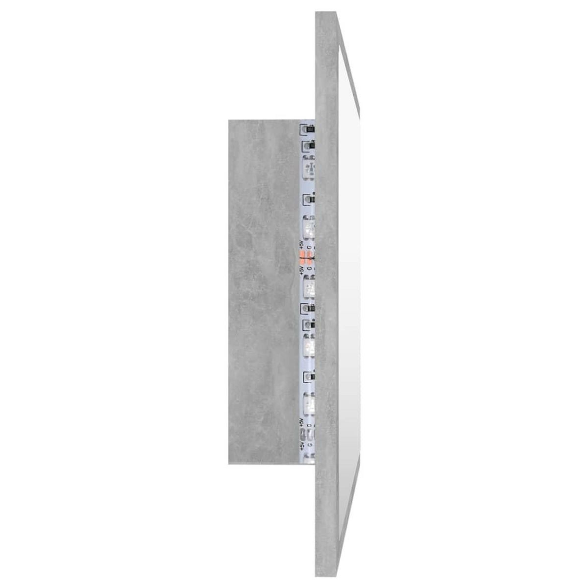 VIDAXL Miroir a LED de salle de bain Gris beton 60x8,5x37 cm Acrylique