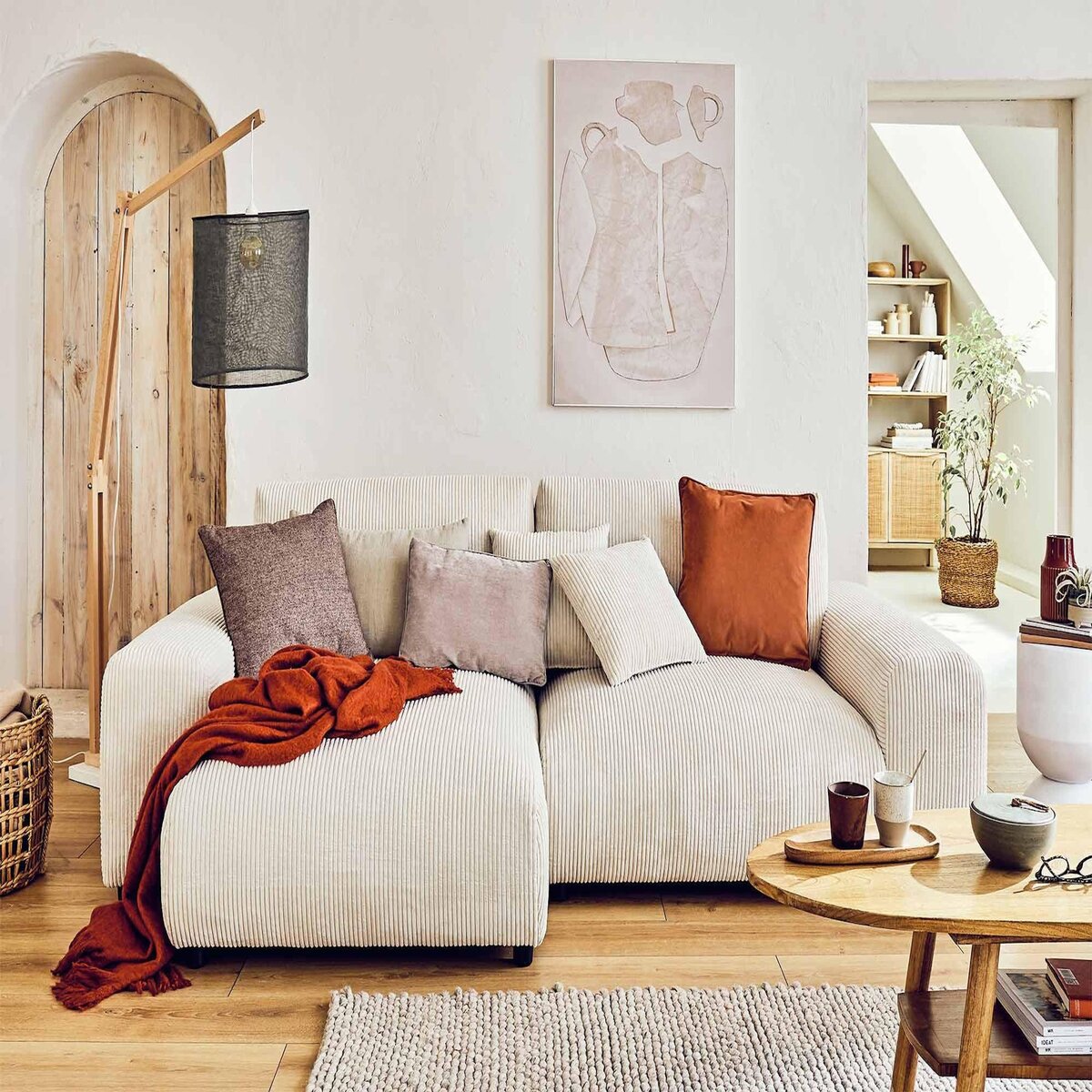 LISA DESIGN Garance - canapé d'angle réversible - 4 places - en velours côtelé