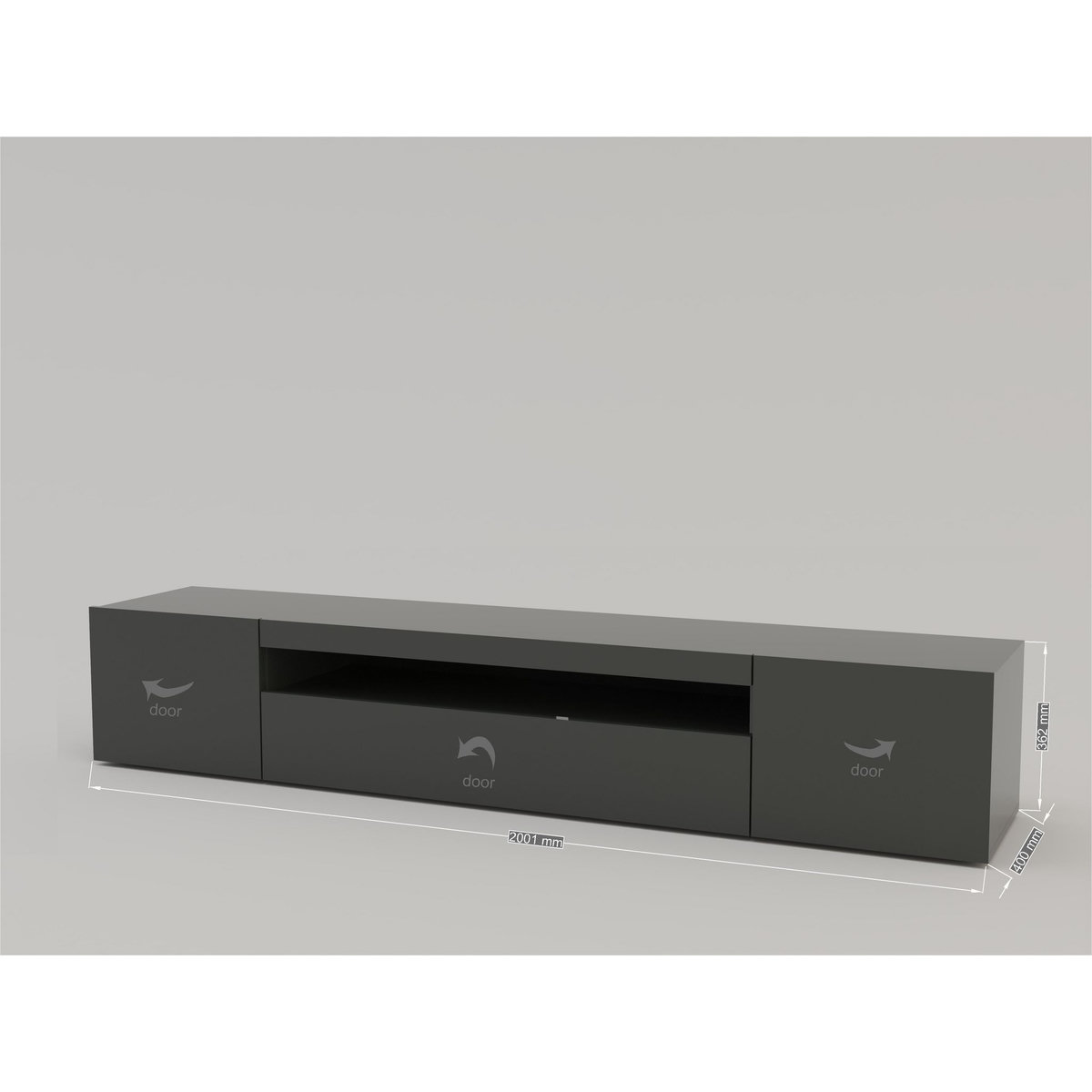 Meuble TV 3 portes 1 niche TECHNO L200cm