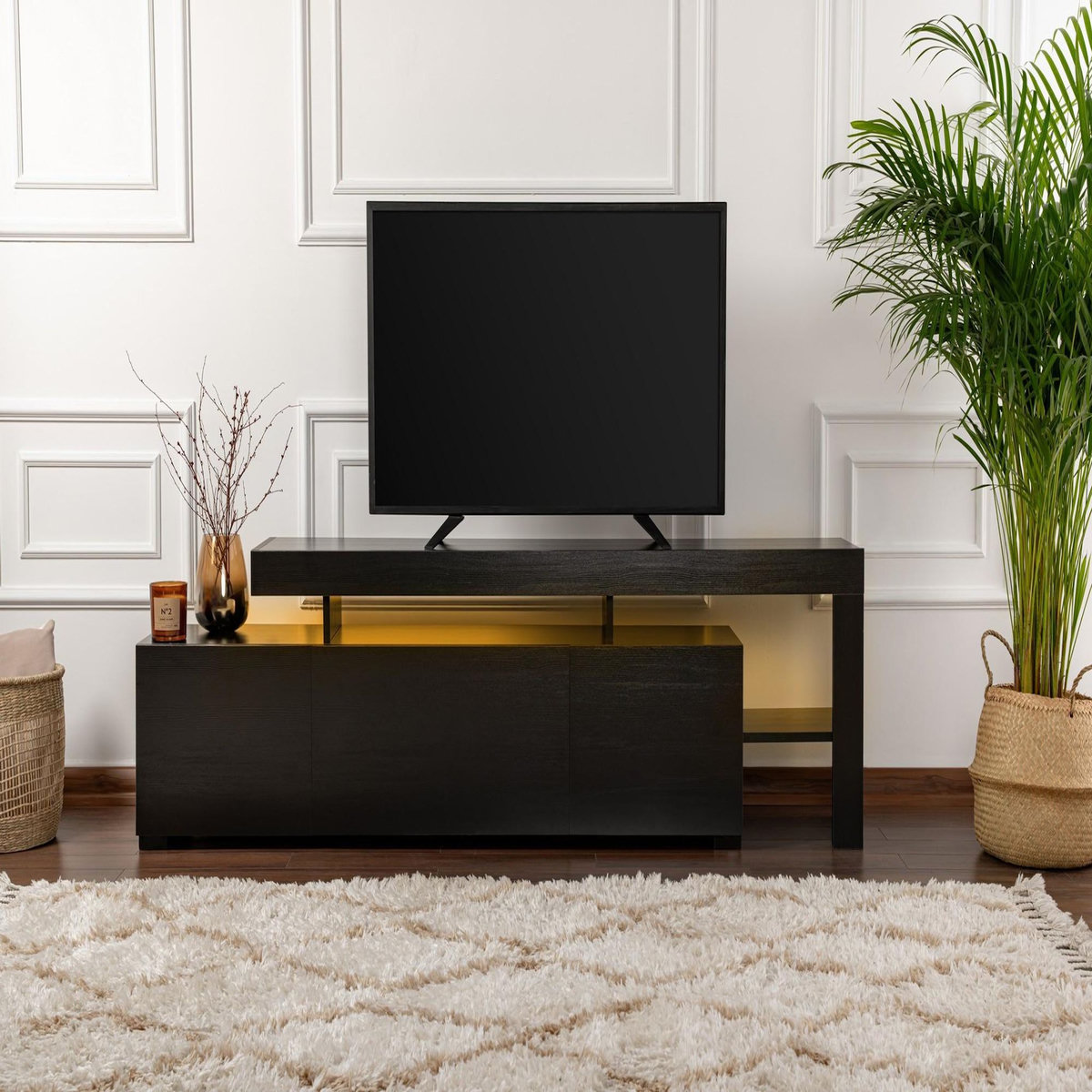 Habitat et Jardin Meuble TV en bois  Beliz  192 x 37 x 53 cm - Bois Noir