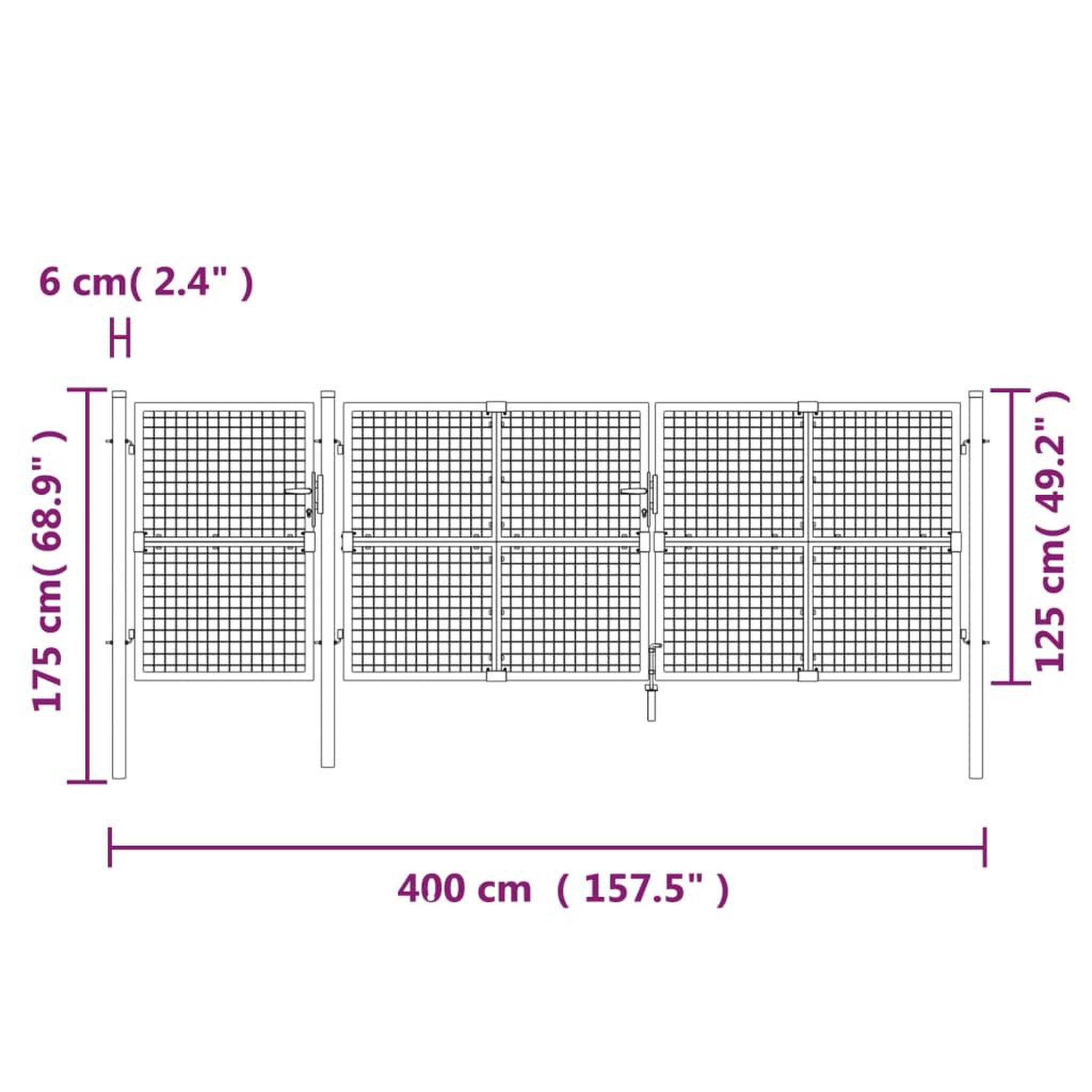 Voir la diapositive 6 : VIDAXL Portal de jardin maille vert 400x175 cm acier galvanise