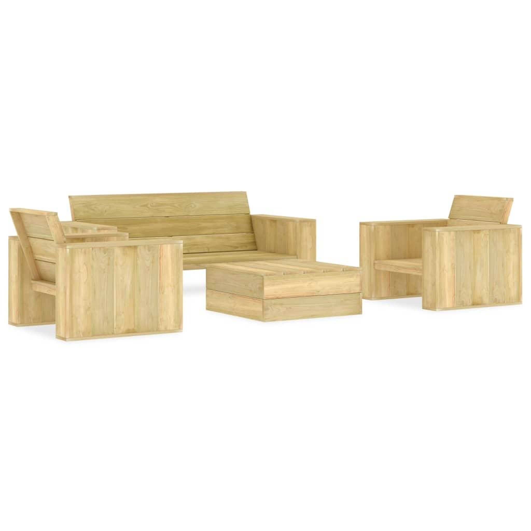 Voir la diapositive 1 : VIDAXL Salon de jardin 4 pcs Bois de pin impregne