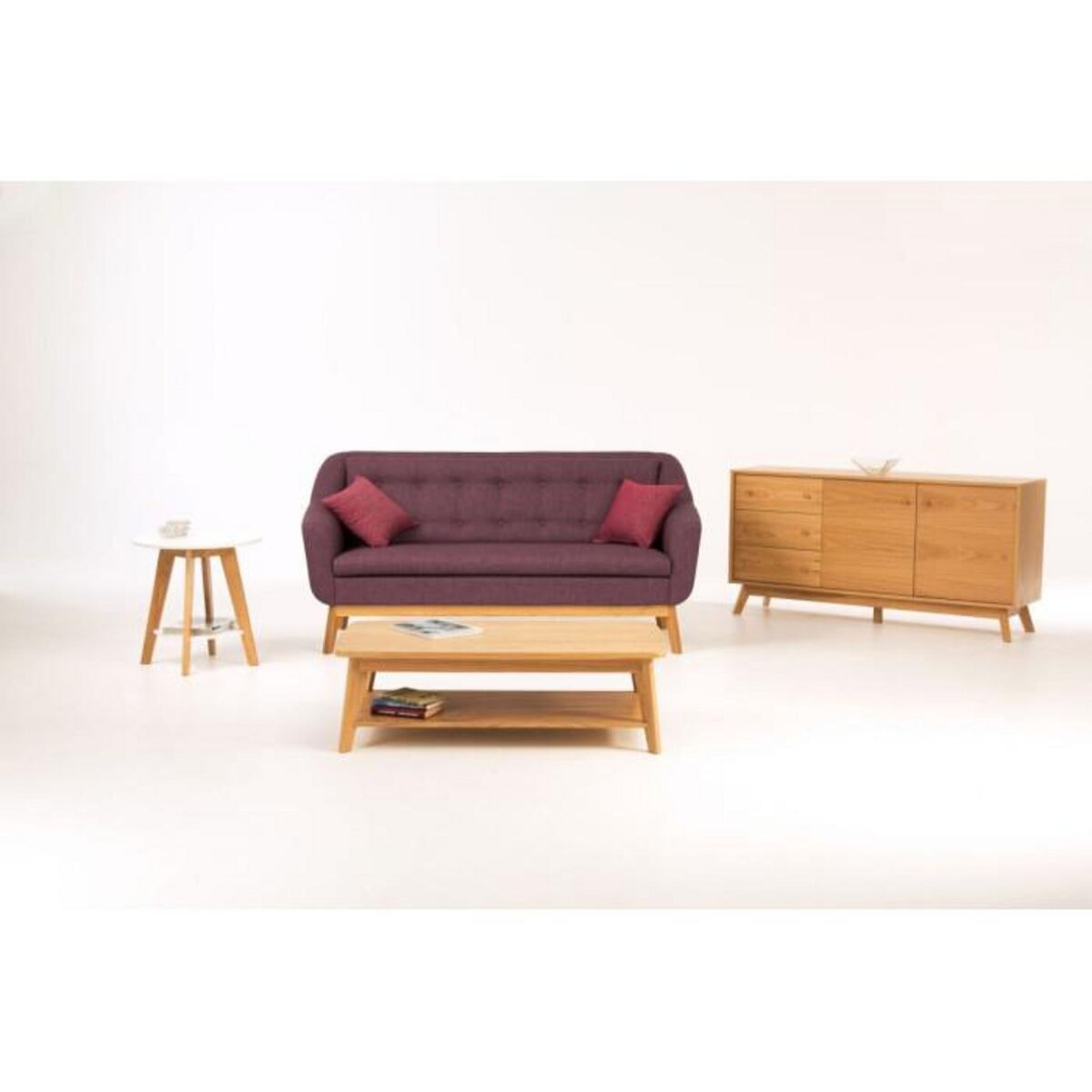 Paris Prix Table d'Appoint Design  Kensal  55cm Chêne & Blanc