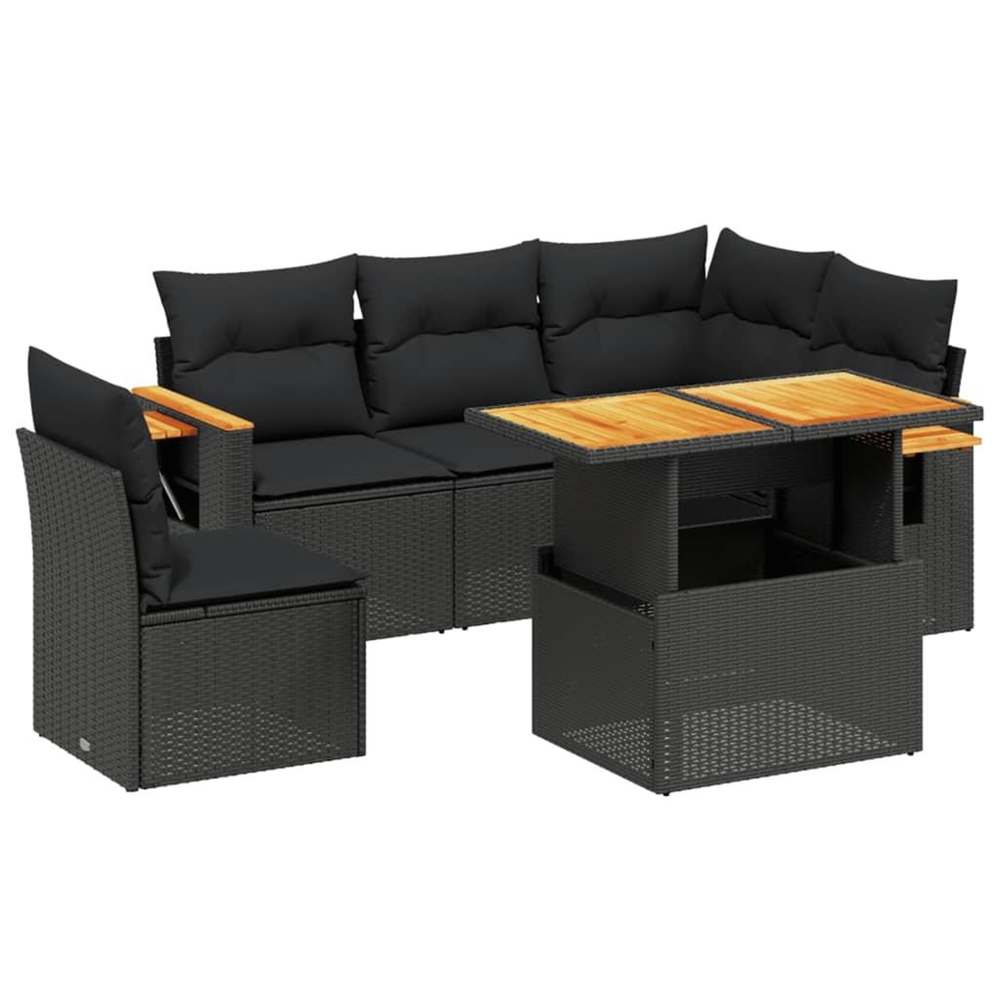Voir la diapositive 2 : VIDAXL Salon de jardin 6 pcs avec coussins noir resine tressee