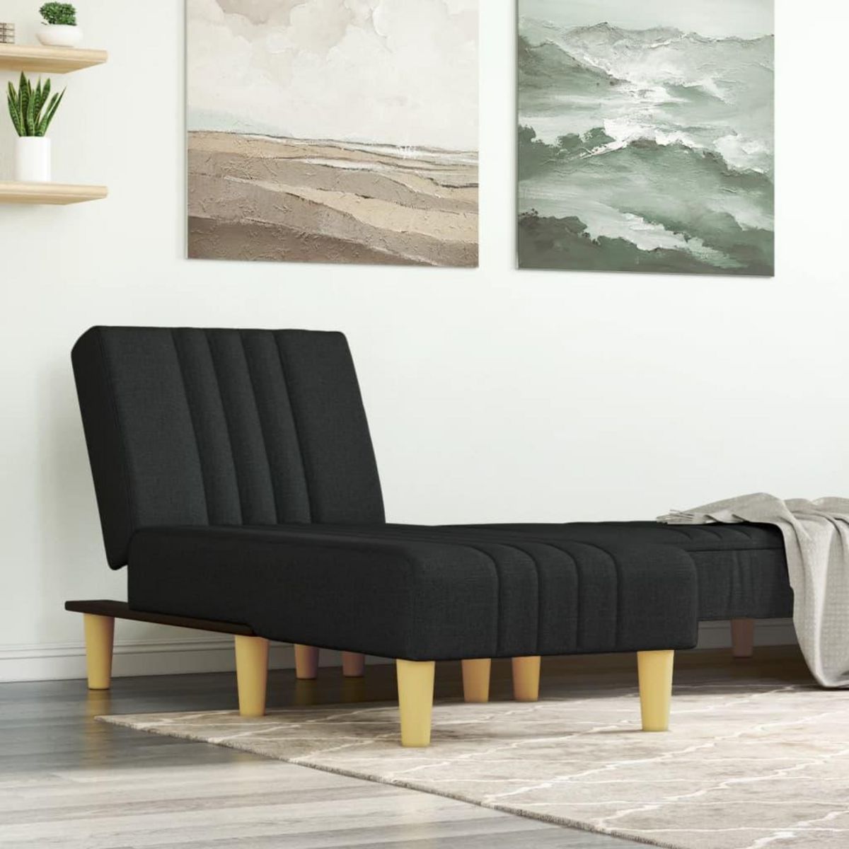 VIDAXL Chaise longue noir tissu