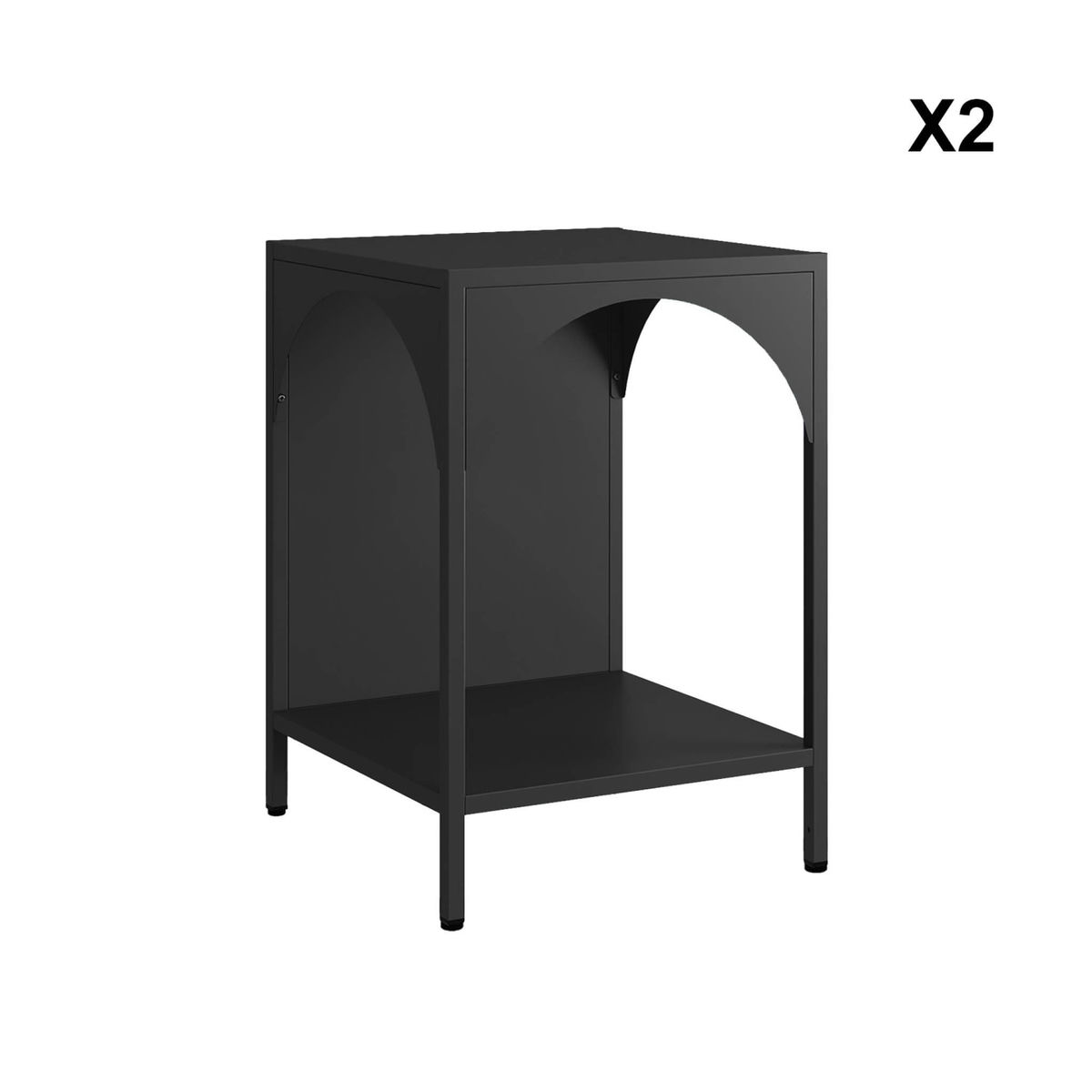 SWEEEK Lot de 2 tables de chevet. tables d'appoint en acier style industriel. noir. L 35 x l 35 x H 52cm