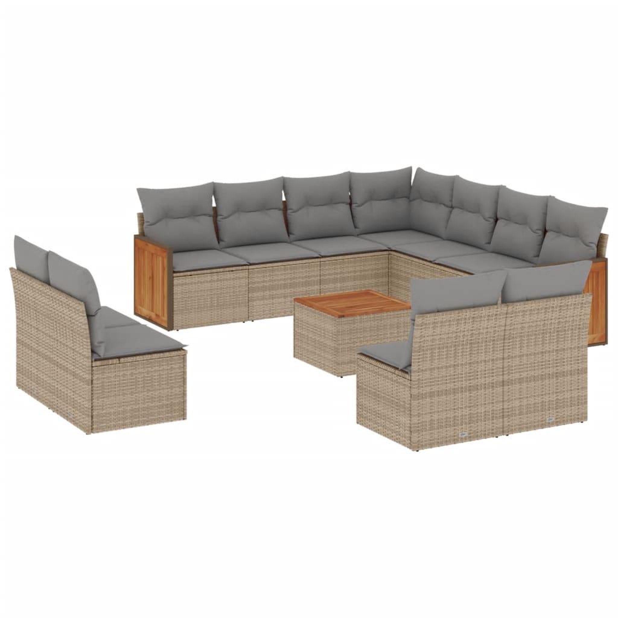 Voir la diapositive 2 : VIDAXL Salon de jardin avec coussins 12 pcs beige resine tressee