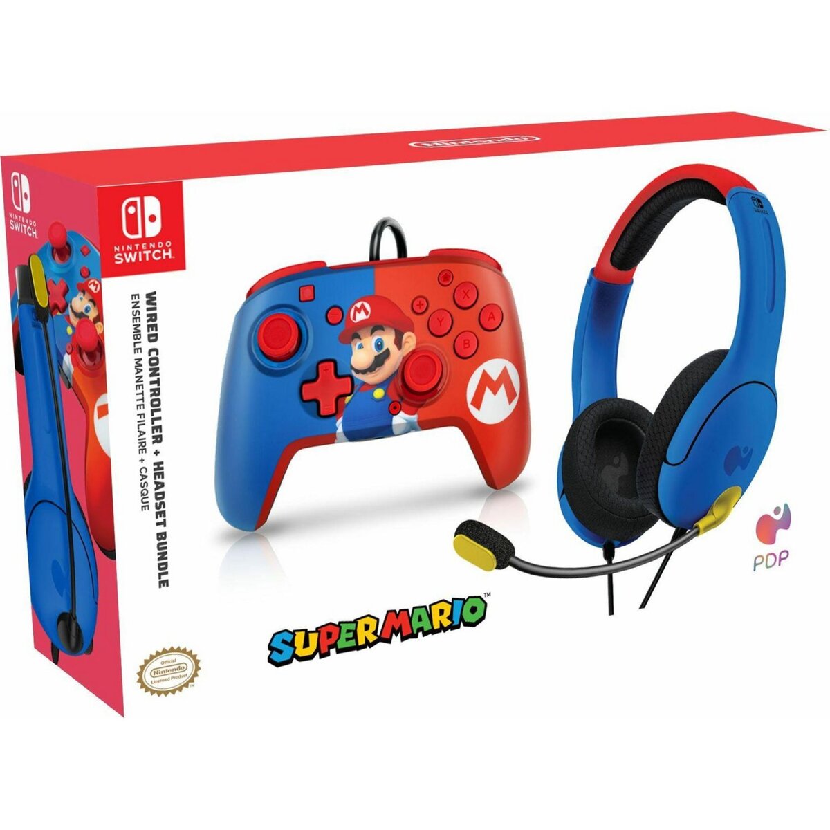PDP Pack Casque Gaming + Manette Super Mario Nintendo Switch pas cher 