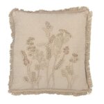 Paris Prix Coussin Brodé Fleurs  Puglia  52x52cm Beige