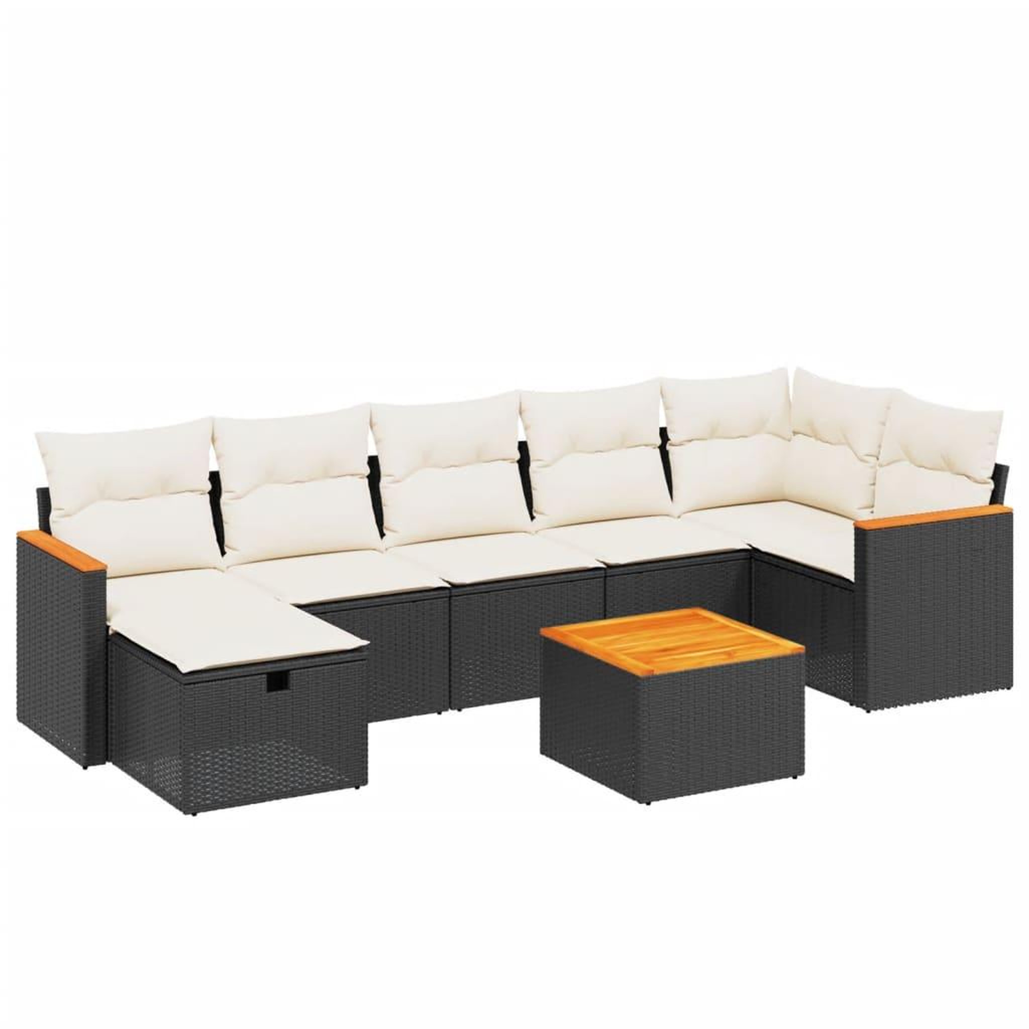 Voir la diapositive 2 : VIDAXL Salon de jardin 8 pcs avec coussins noir resine tressee
