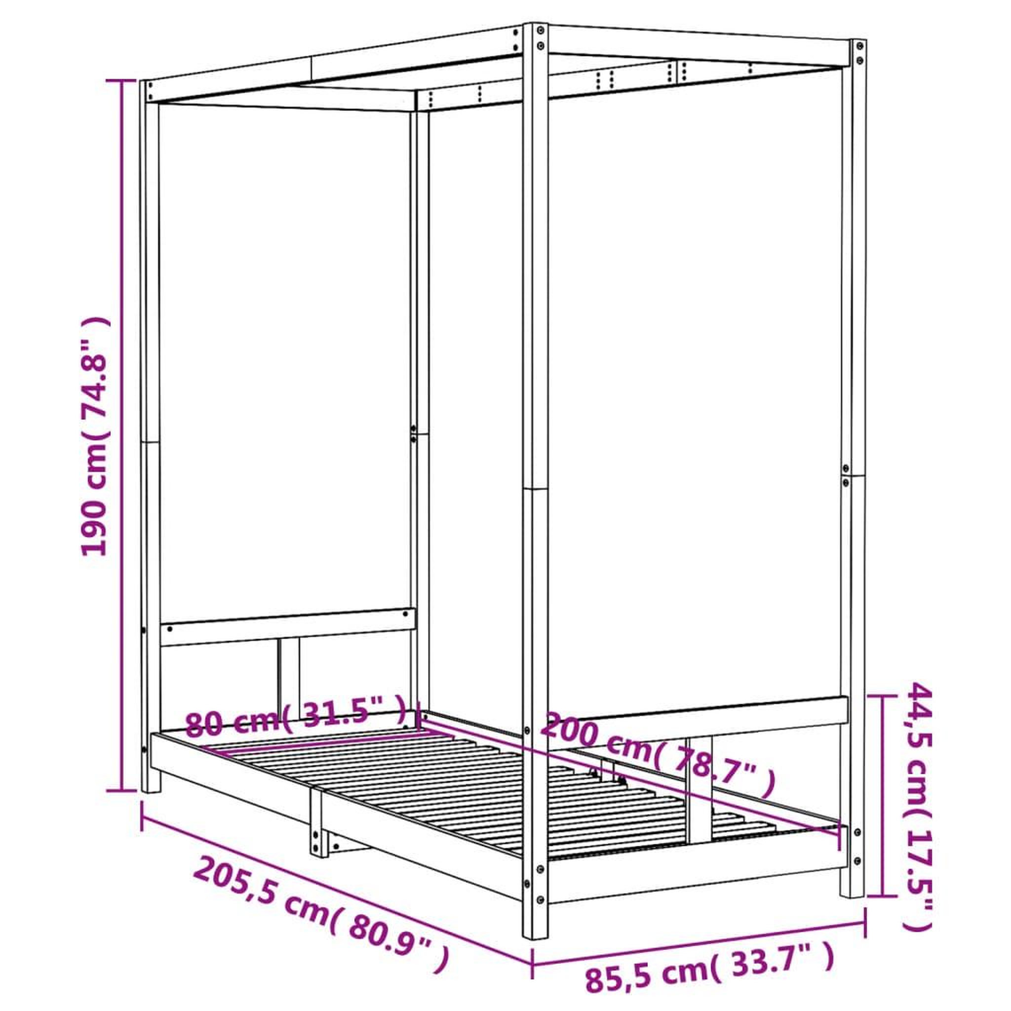 Voir la diapositive 6 : VIDAXL Cadre de lit pour enfants blanc 80x200 cm bois de pin massif