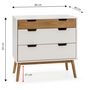 Voir la diapositive 4 : VS VENTA-STOCK Commode Baku 3 tiroirs couleur blanc/bois, 80 cm longueur