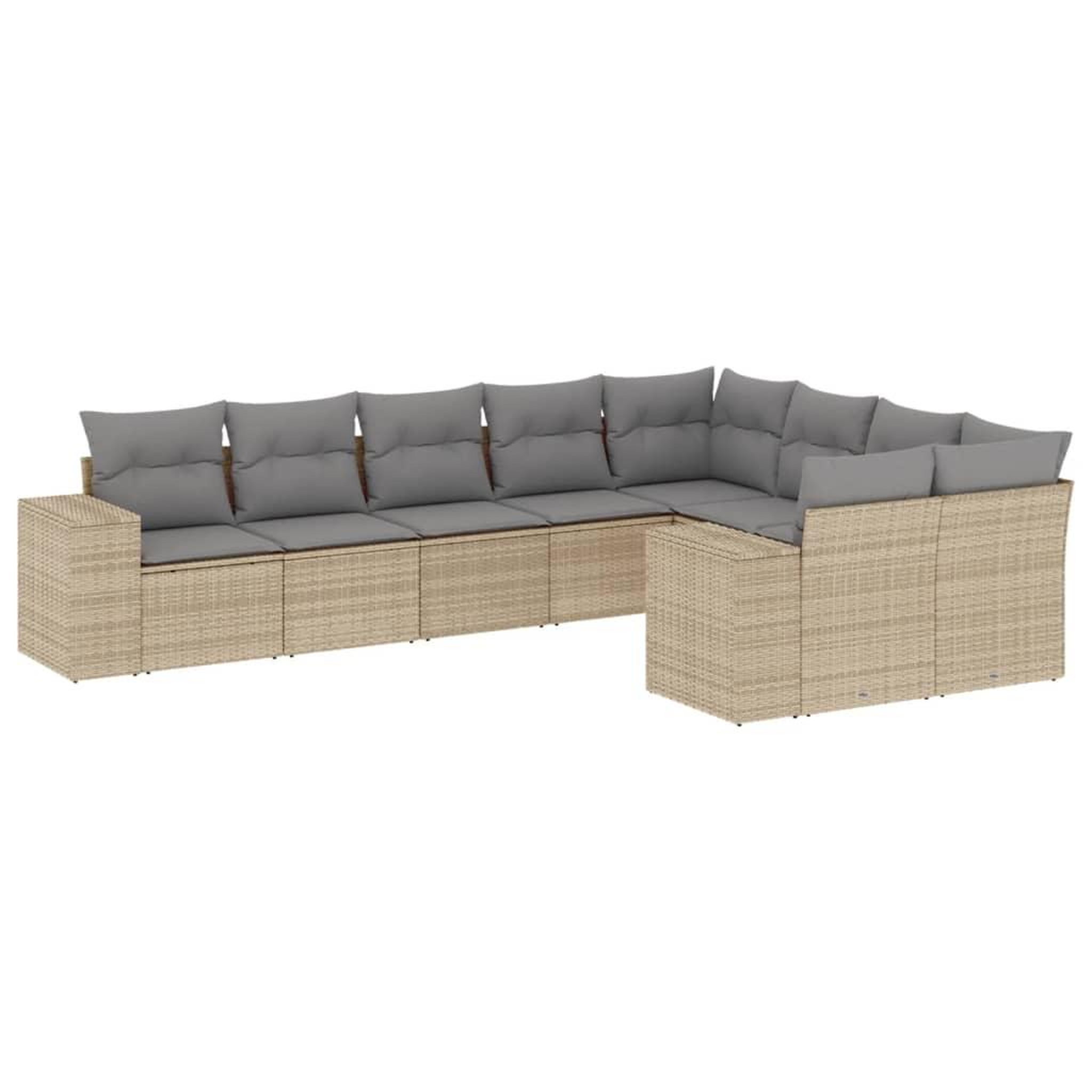 Voir la diapositive 2 : VIDAXL Salon de jardin avec coussins 9 pcs beige resine tressee