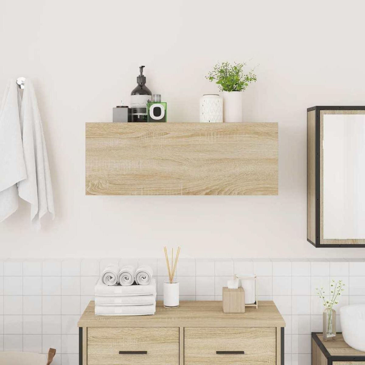 VIDAXL Armoire murale de bain chene sonoma 80x25x30 cm bois ingenierie